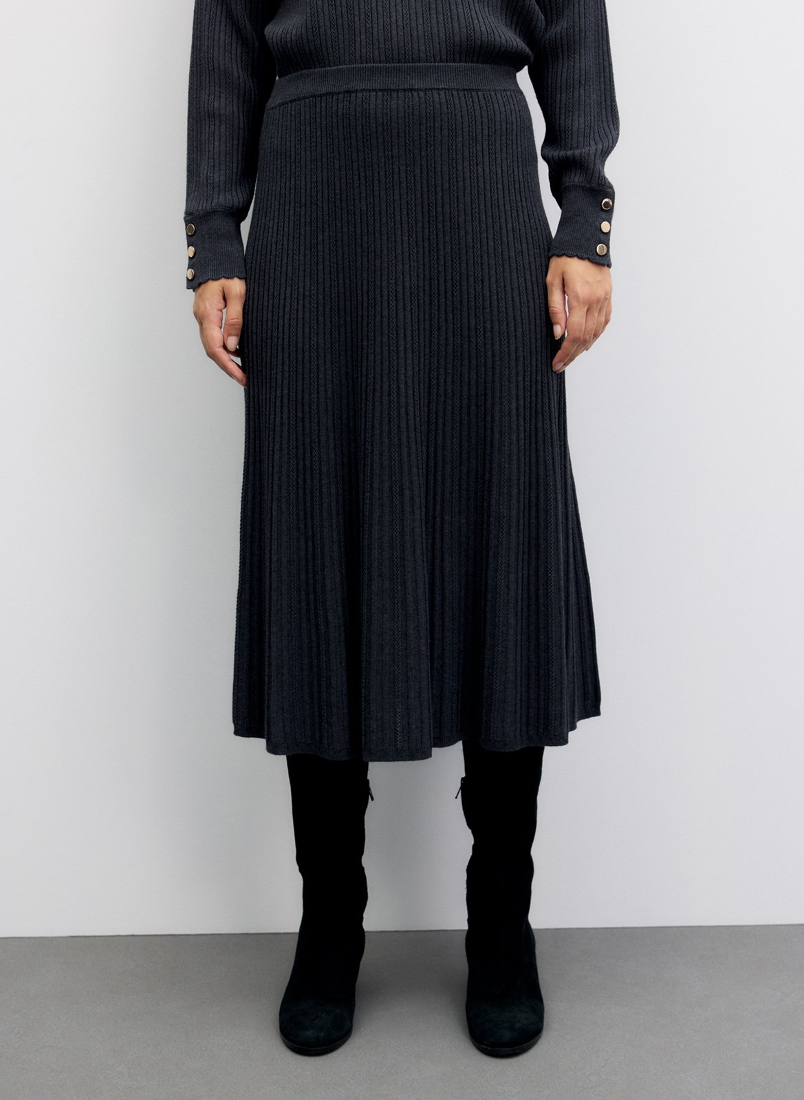 Pleated flared midi skirt GERARD DAREL Grey