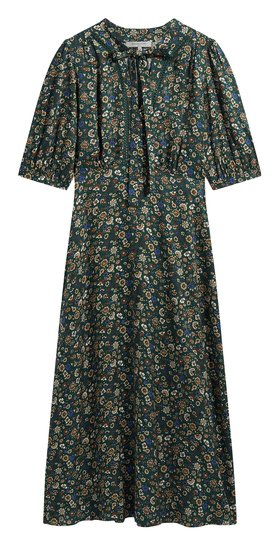 Fitted V-neck printed dress GERARD DAREL Green