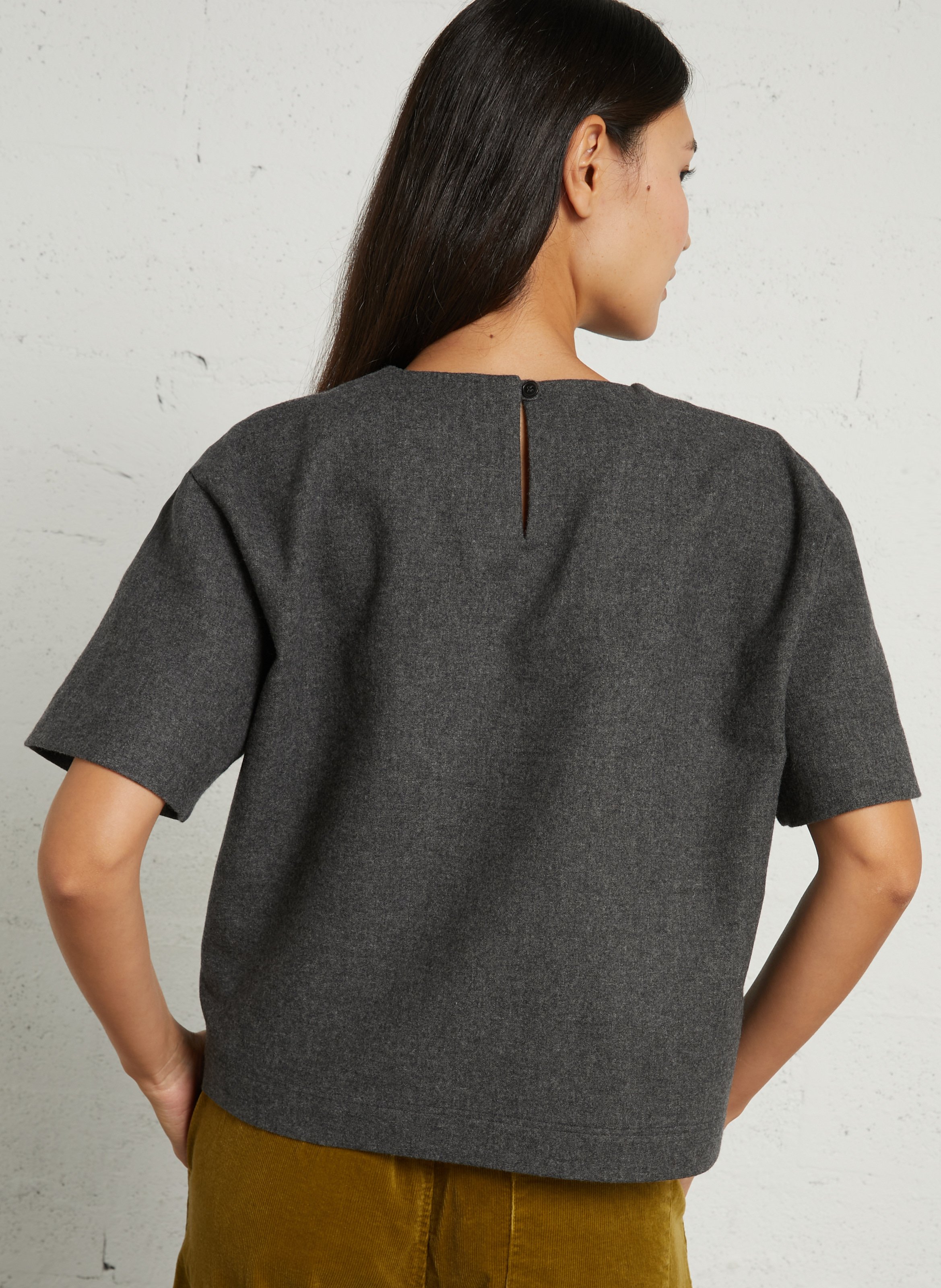 Short-sleeved wool blend top BELLEPIECE Grey
