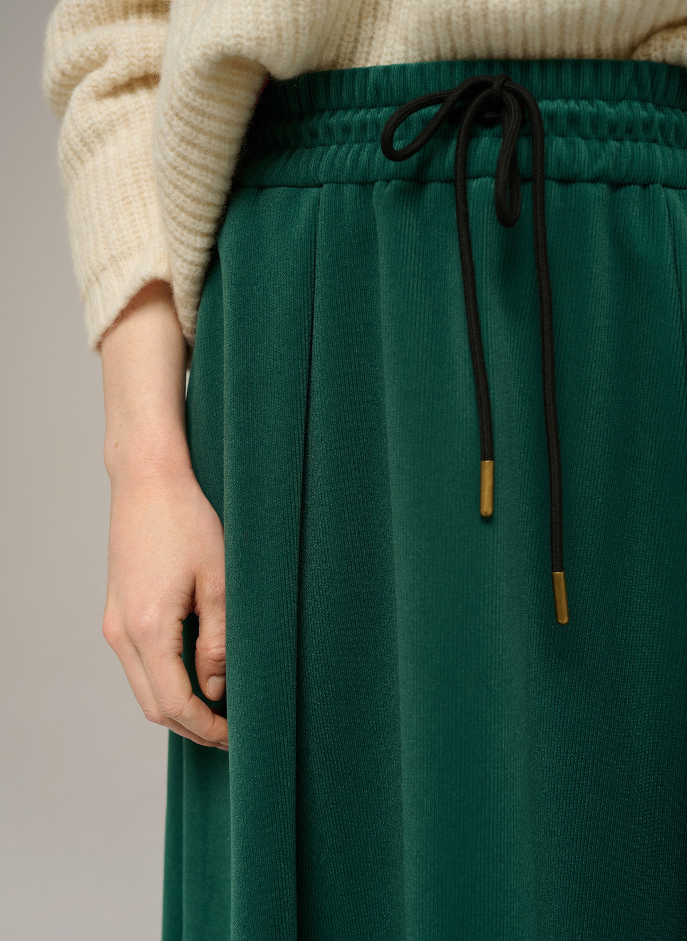 Long flared corduroy skirt COTELAC ACOTE Green