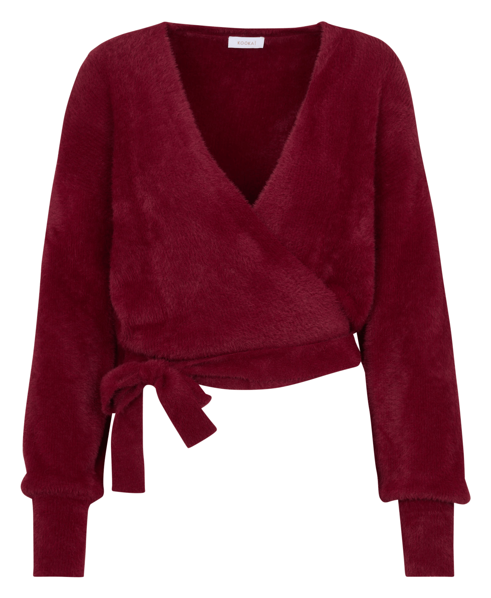 Fluffy V-neck wrap cardigan KOOKAI Red