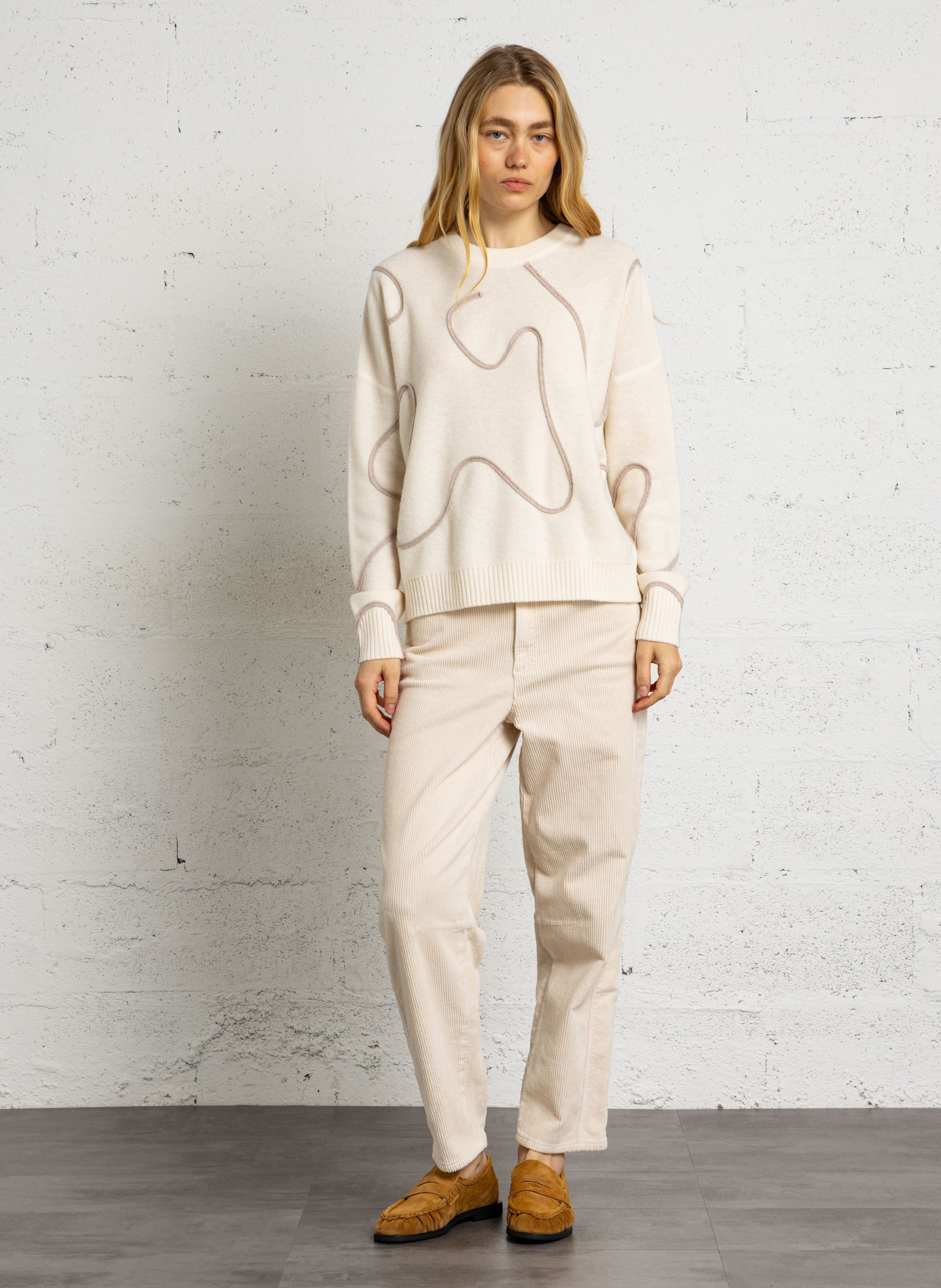Round-neck wool sweater BERENICE White