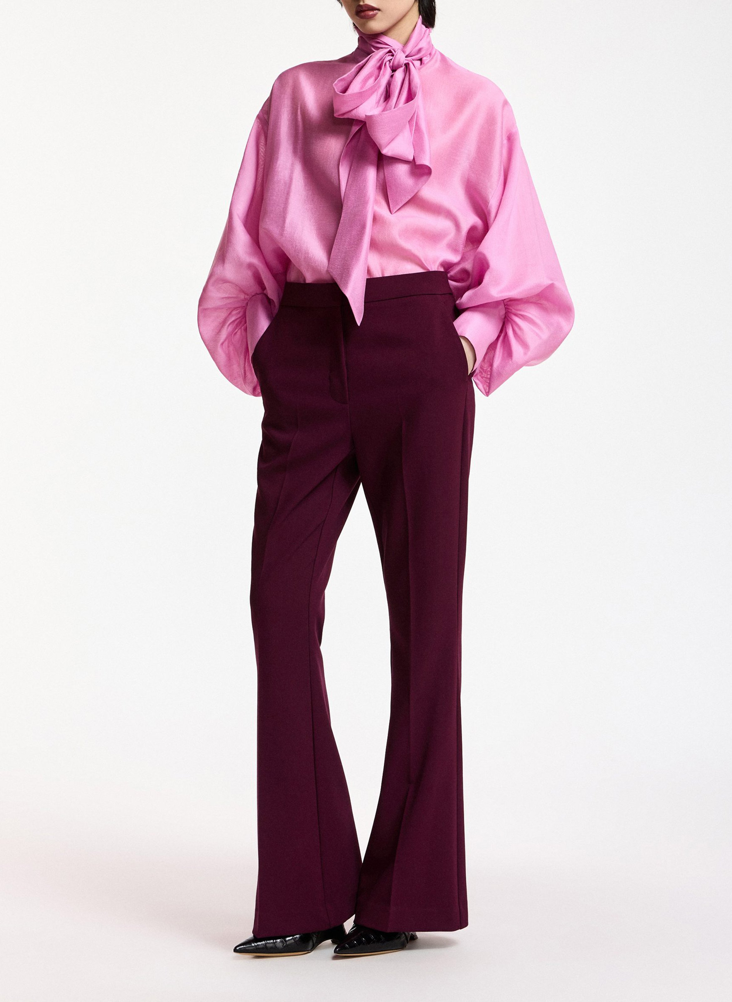 Pantalon évasé taille haute ESSENTIEL ANTWERP Rouge