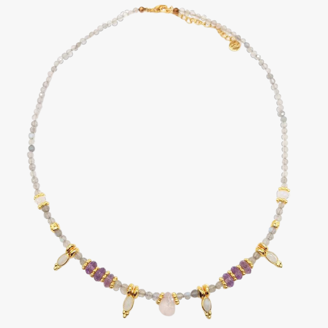 Moonstone and amethyst necklace GINANDGER Multicolored