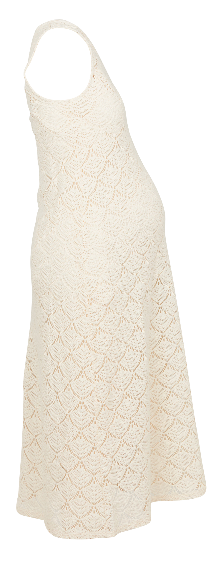 Robe midi col rond crochet en coton mélangé  SERAPHINE Blanc