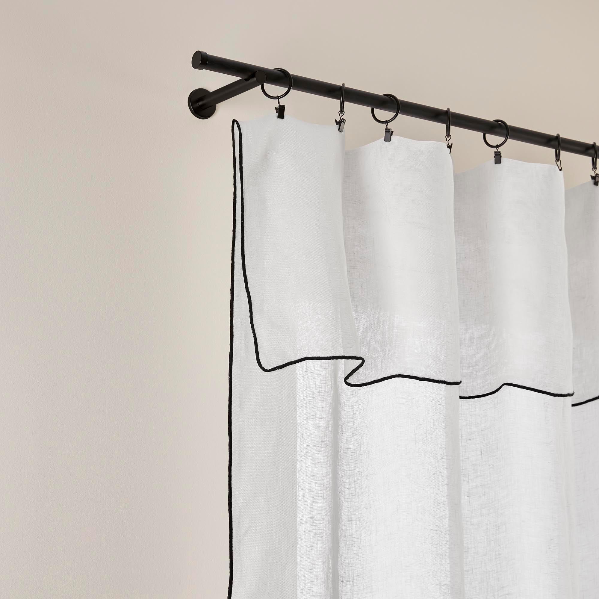 SHADOW - Linen panel net curtain MADURA White