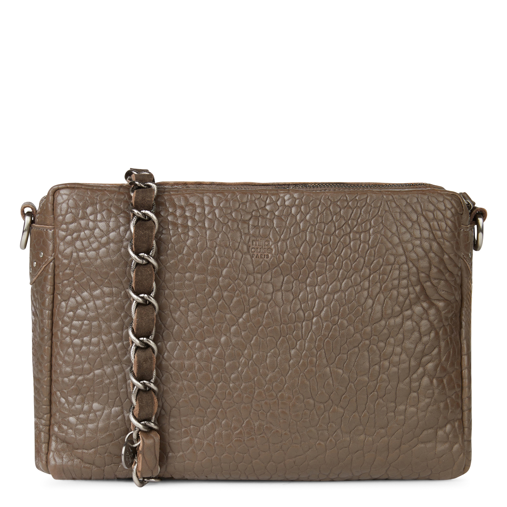 Leren handtas MILA LOUISE Grijs