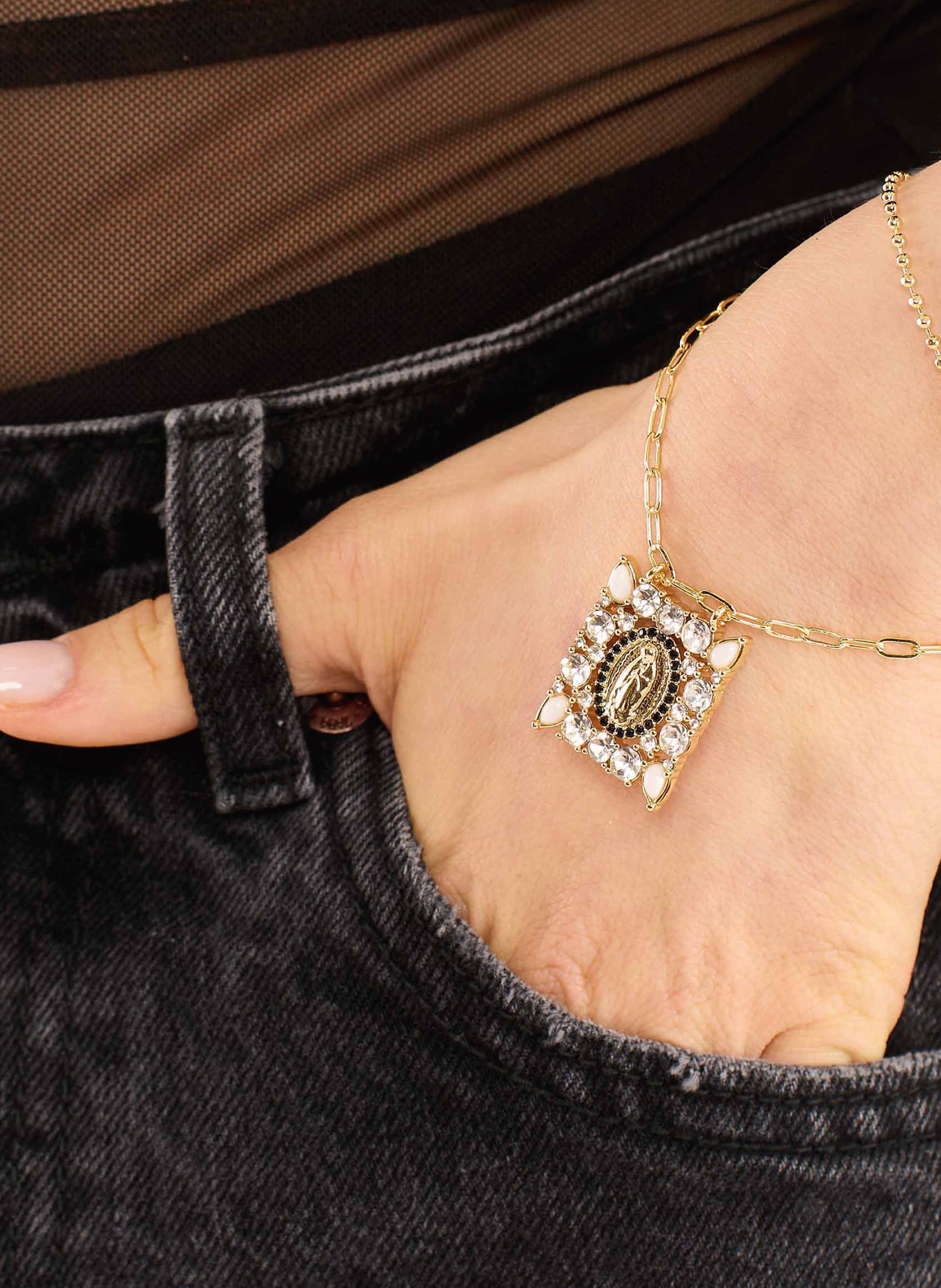 Chain bracelet with central cabochon HIPANEMA Golden