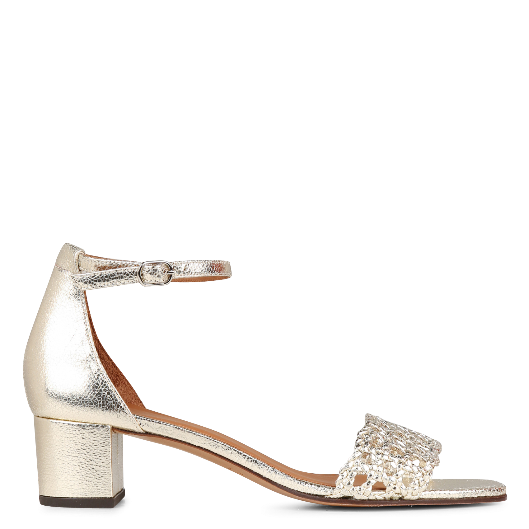 Sandales en cuir craquelé RIVECOUR Argent