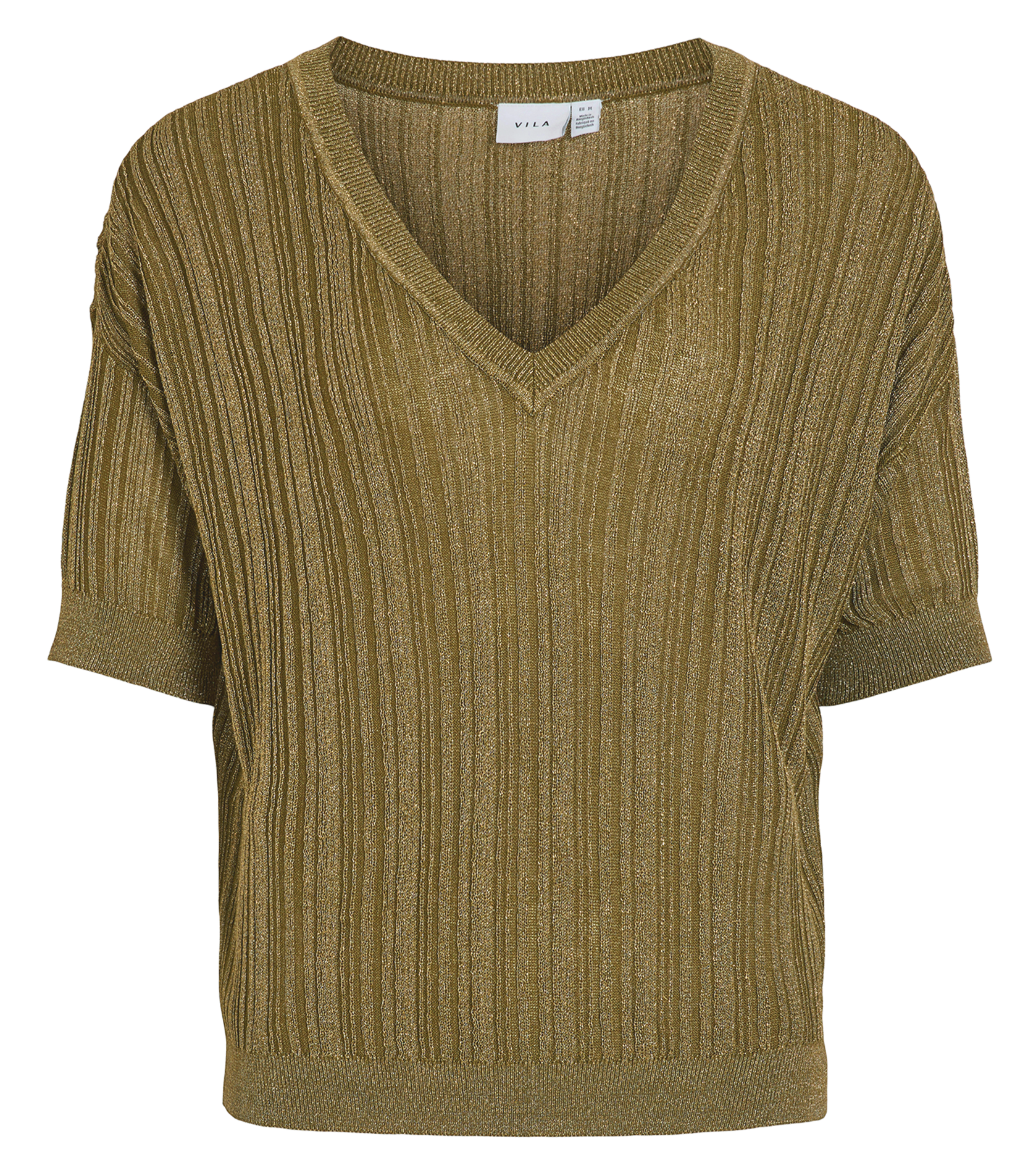 Pullover mit V-Ausschnitt im Metallic-Look Grun