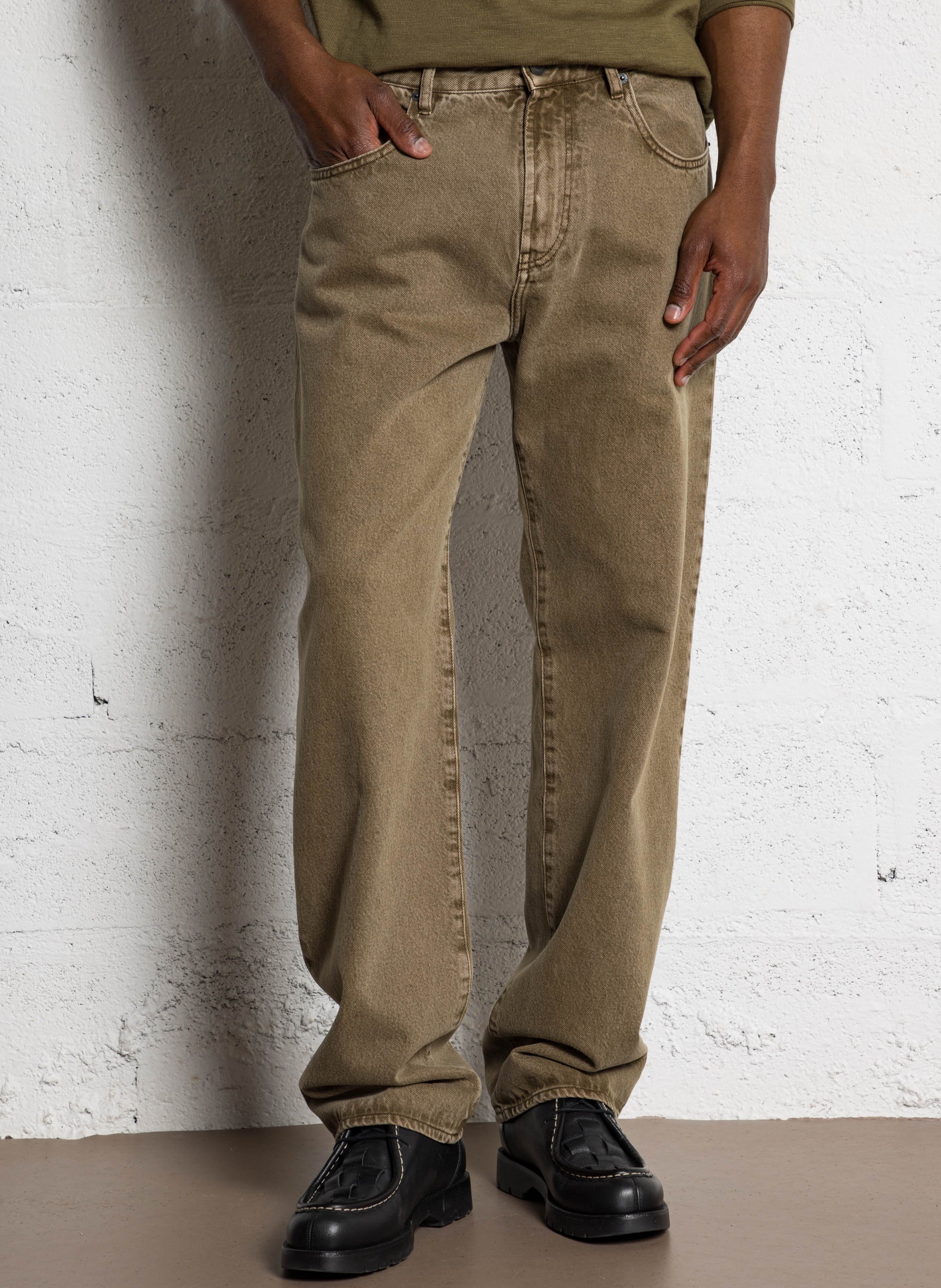 Cotton straight jeans IKKS Khaki