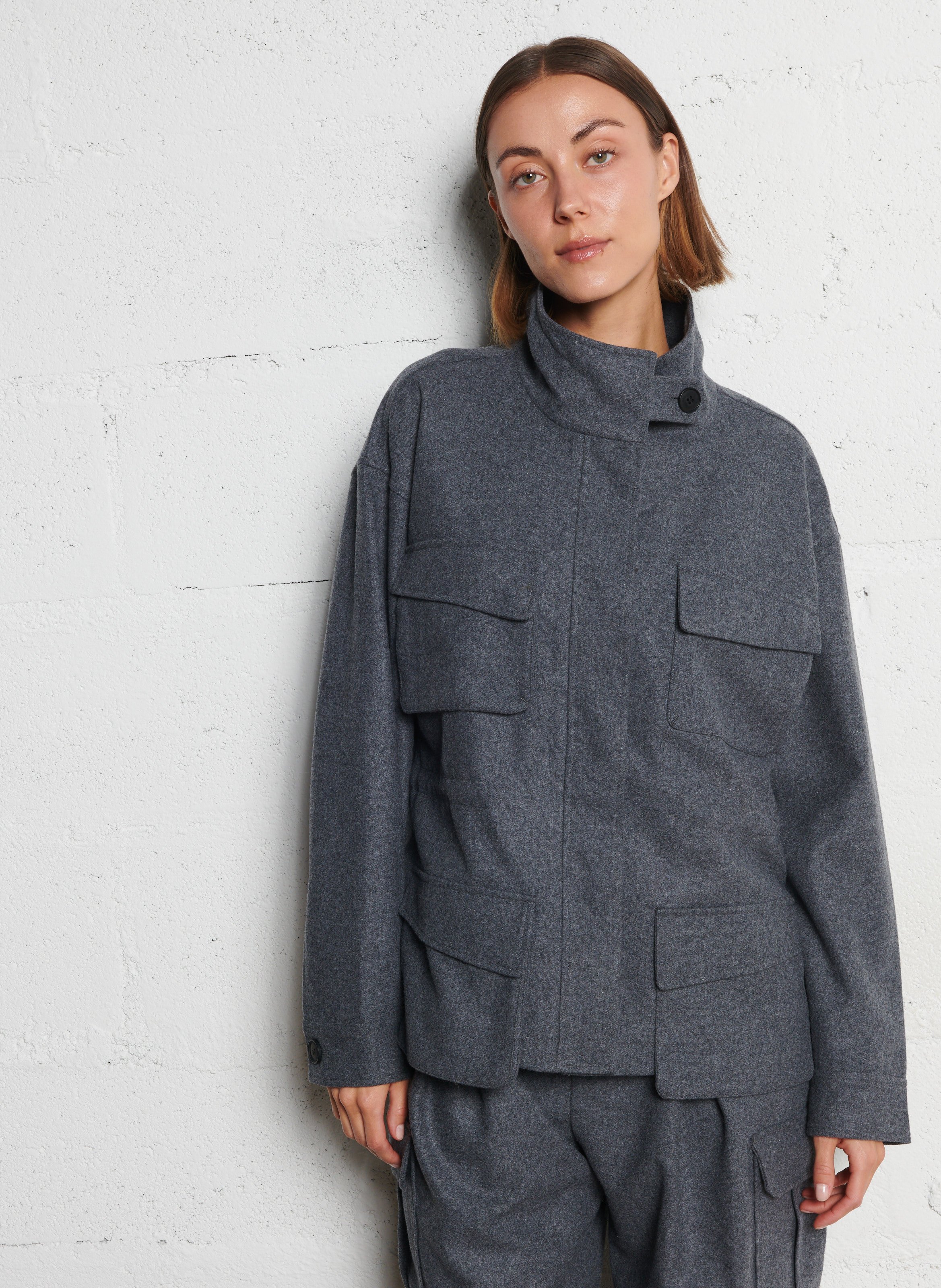 High-neck wool-blend jacket IKKS Grey