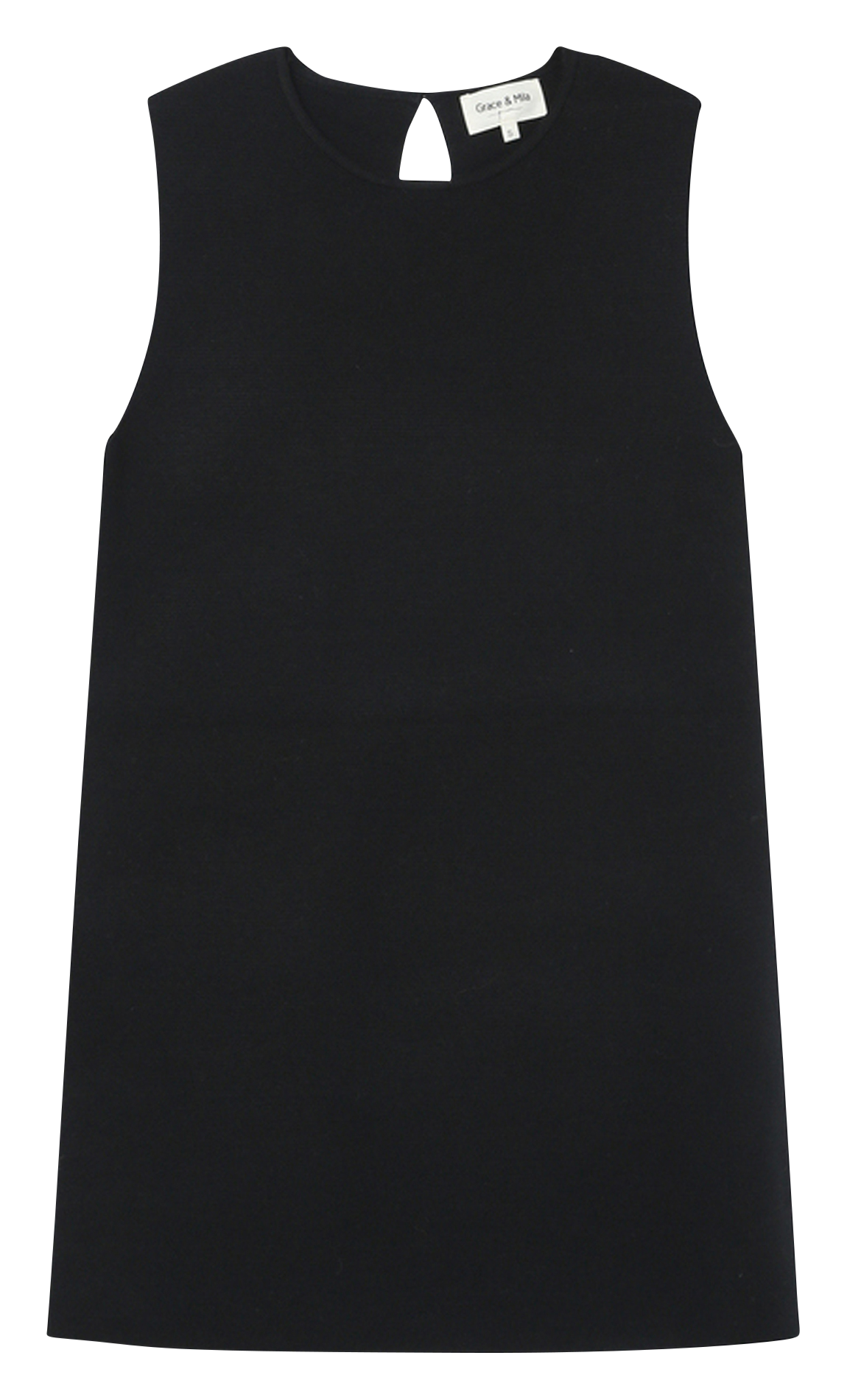 Short sleeveless plain dress GRACE ET MILA Black