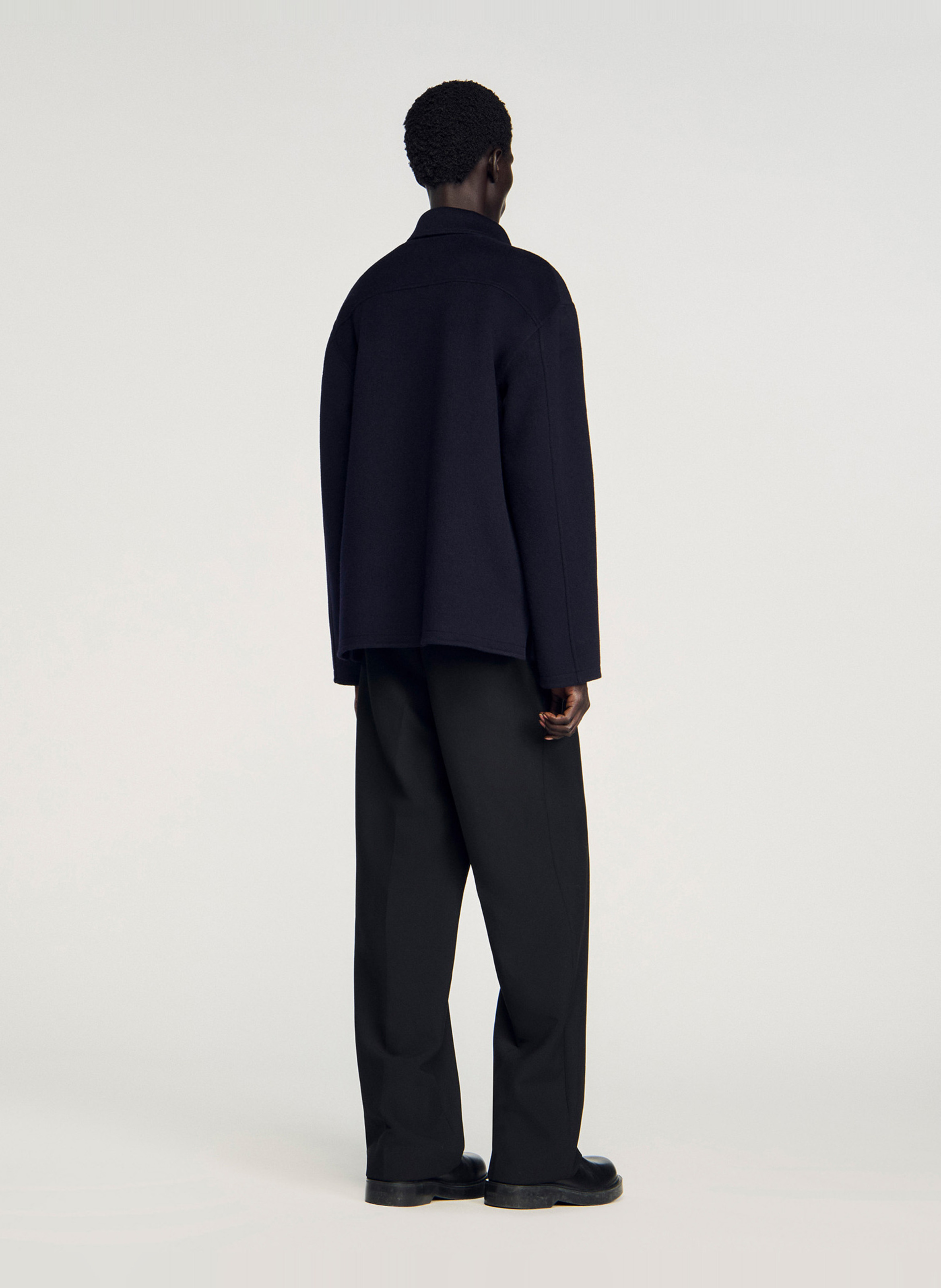 Surchemise d=col classique droite en laine mélangée SANDRO Bleu