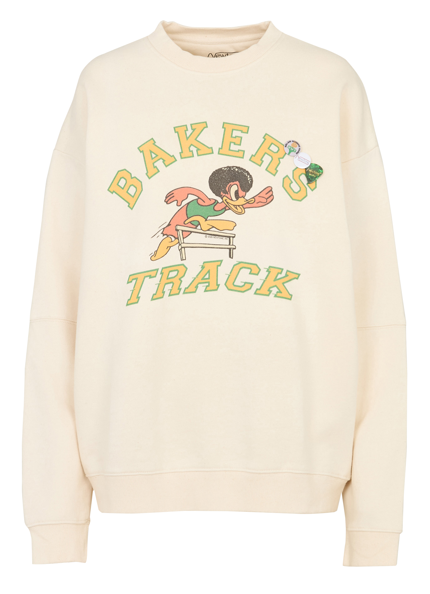 Sweat ample col rond sérigraphié en coton mélangé NEWTONE Beige