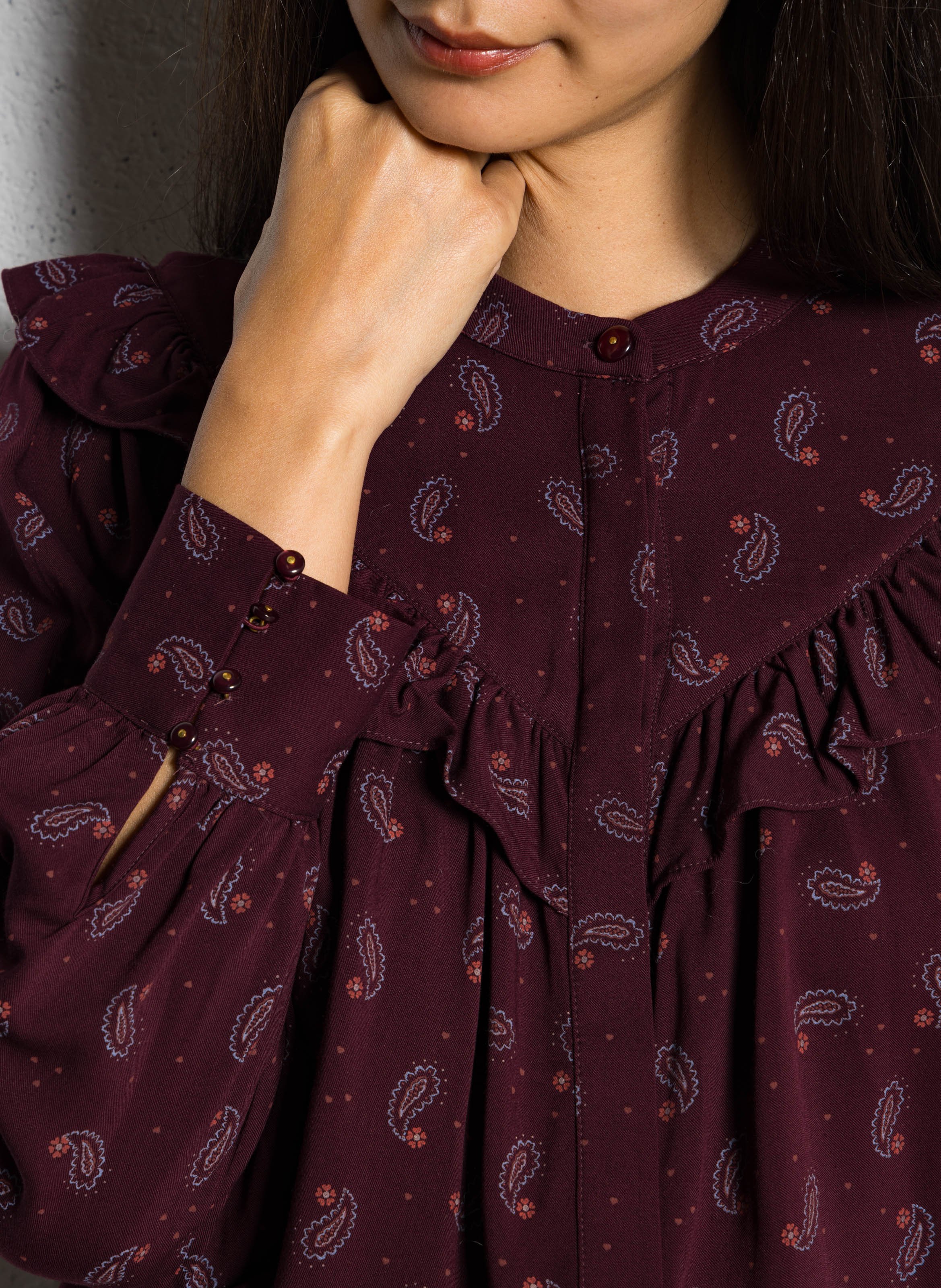 Printed round-neck shirt DES PETITS HAUTS Purple