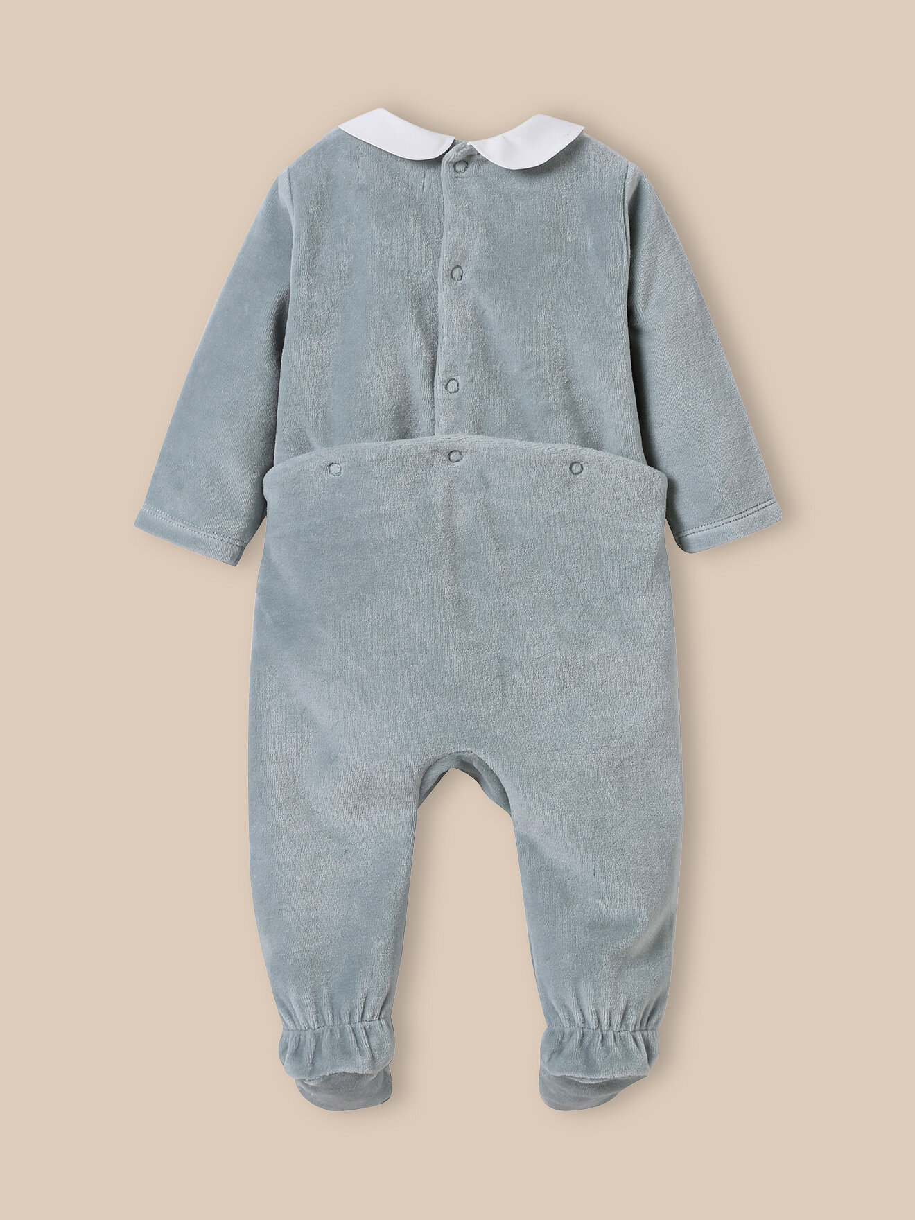 Embroidered velvet sleepsuit CYRILLUS Green