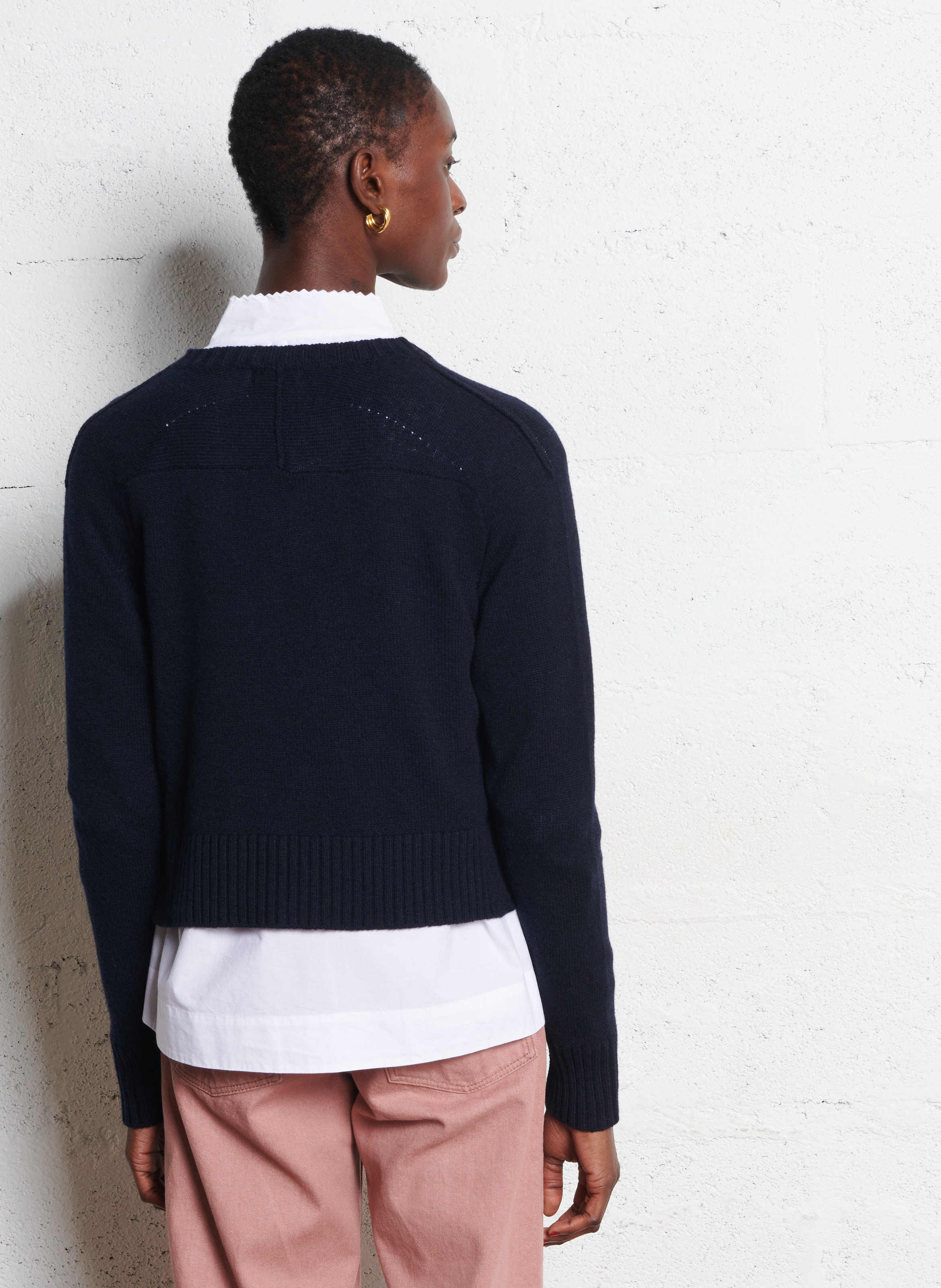 Cardigan col rond droit en laine SOEUR Bleu