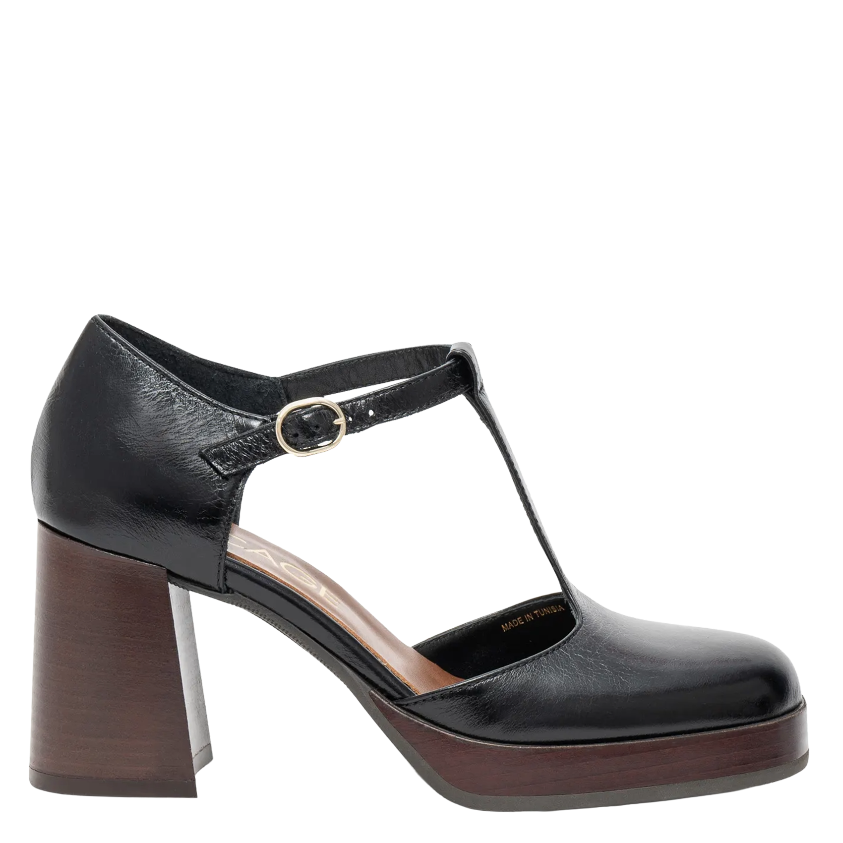 Open-toe plain leather pumps BOCAGE Black