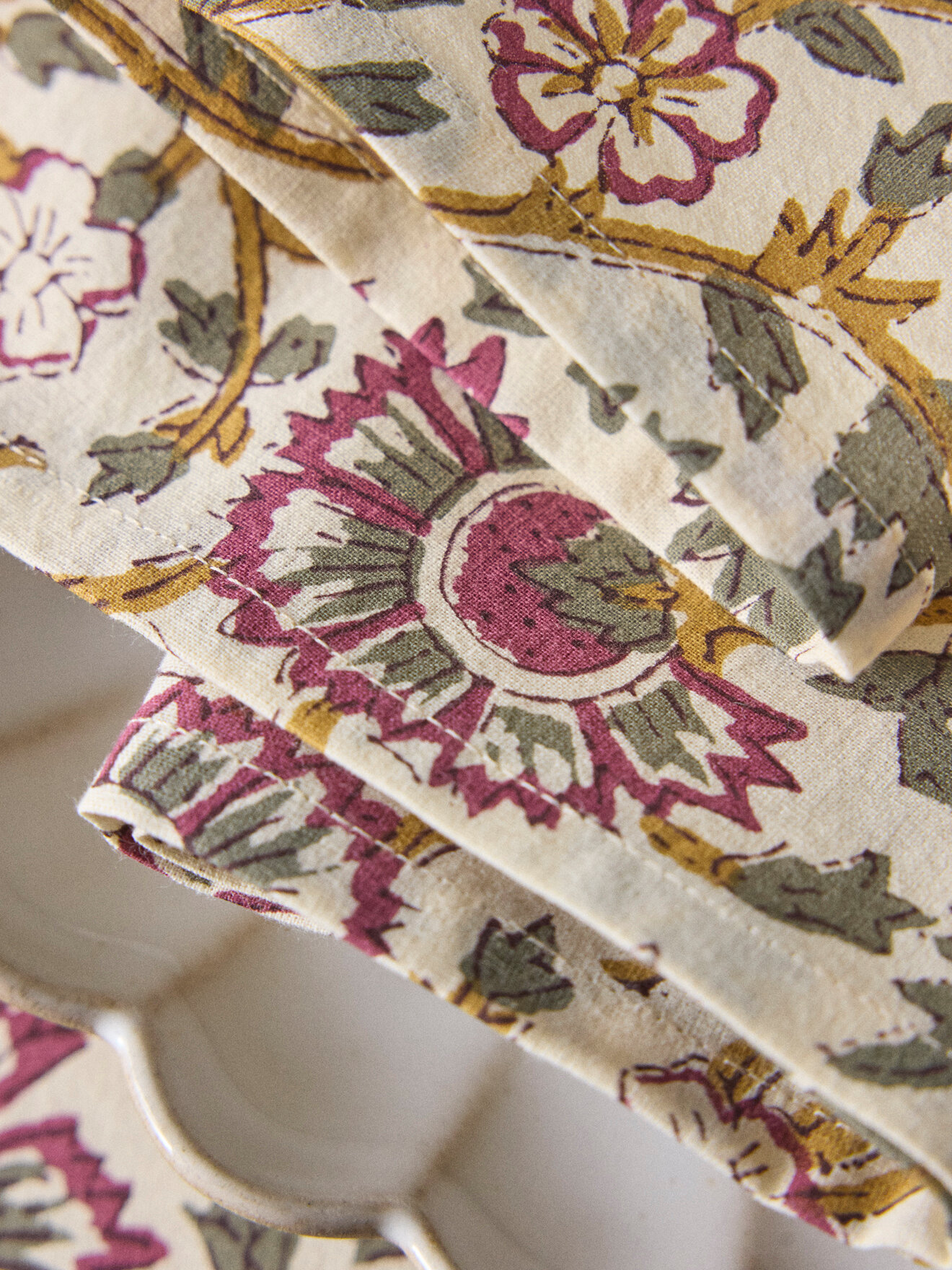 Indian fabric table napkins, set of 4 CYRILLUS Pink