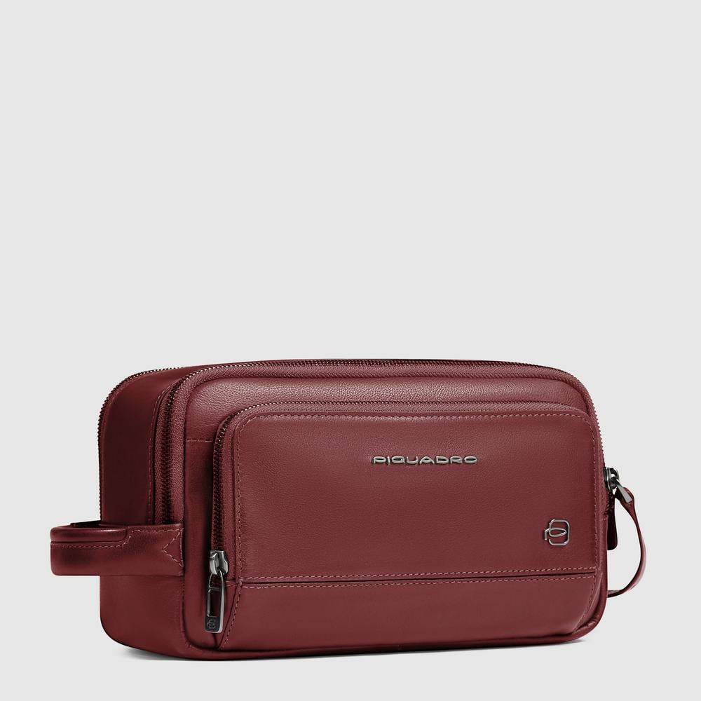 Leather toiletry bag PIQUADRO Brown