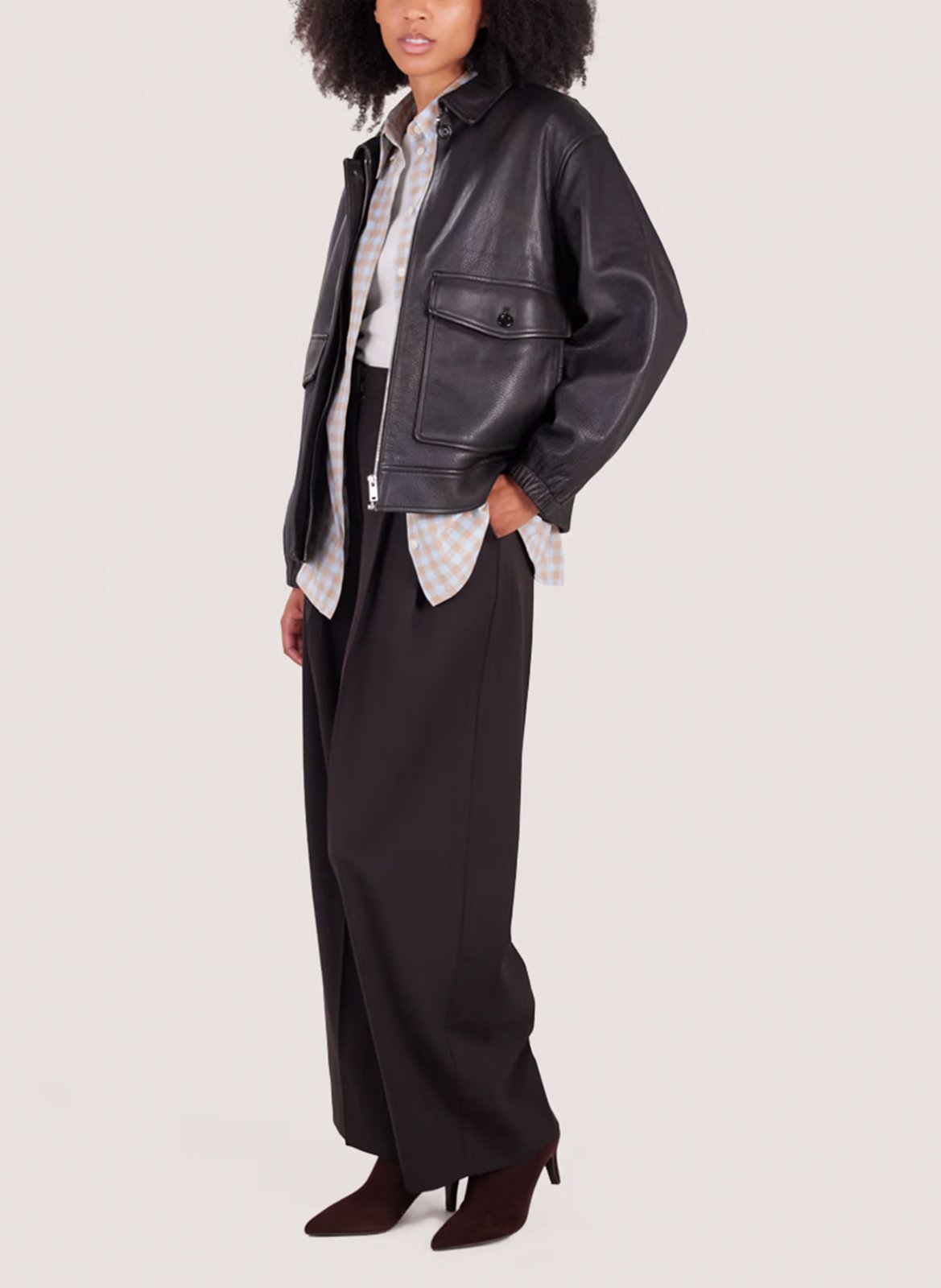 - 100% leather, - Round toes, - Inner zip fastening, - Heel height: 9 cm. JONAK Brown