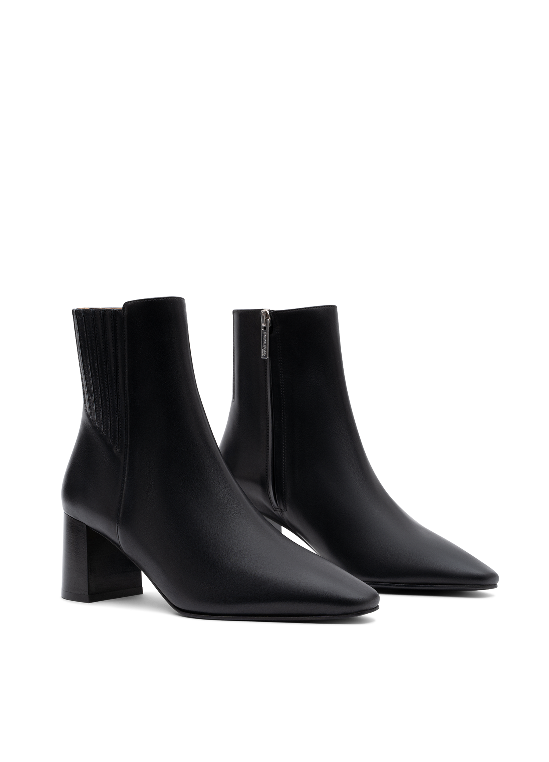 Smooth black calf leather ankle boots PARALLELE PARIS Black