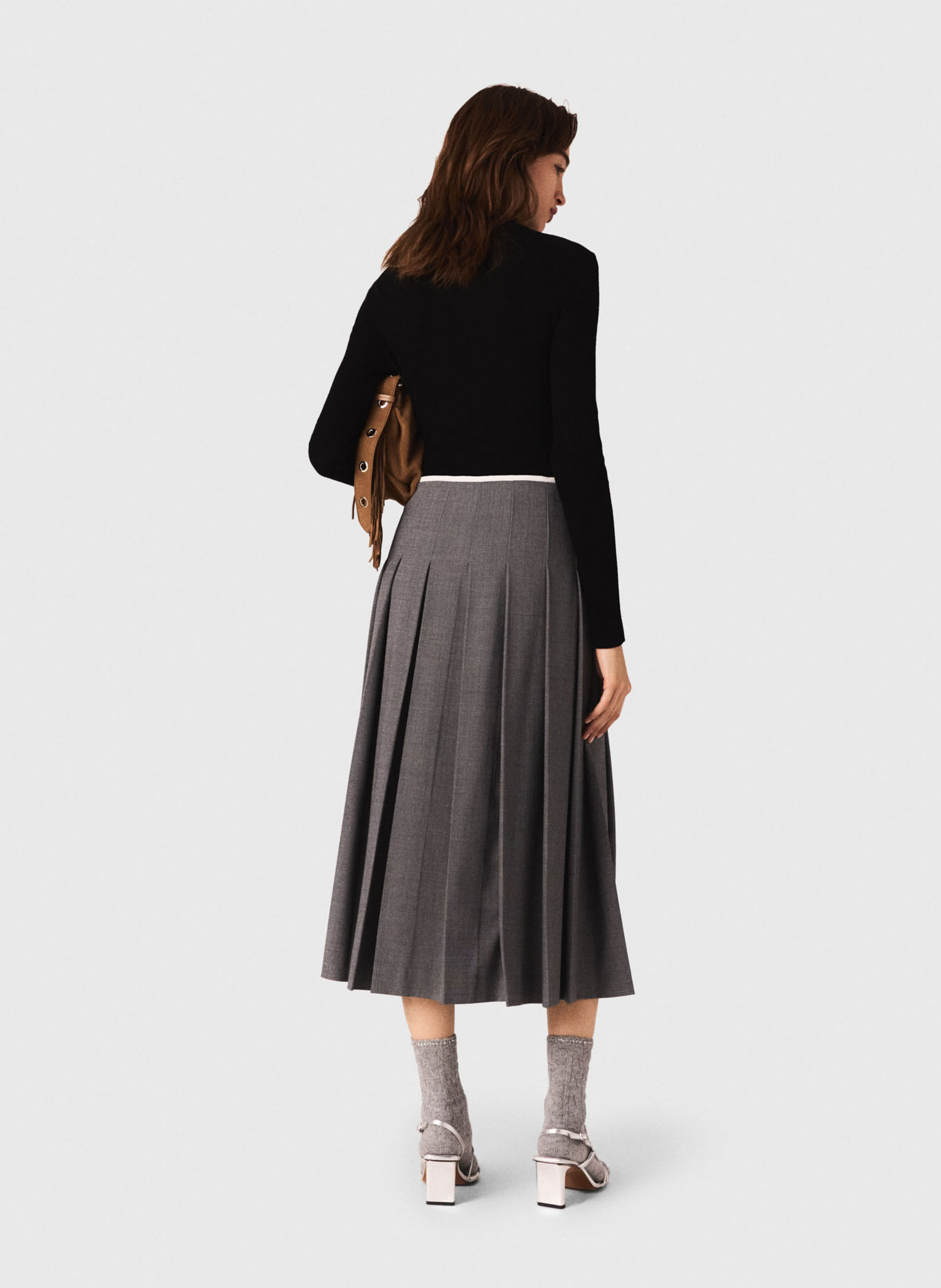 Halflange jurk met plooien en tie-dye-print MAJE Grijs