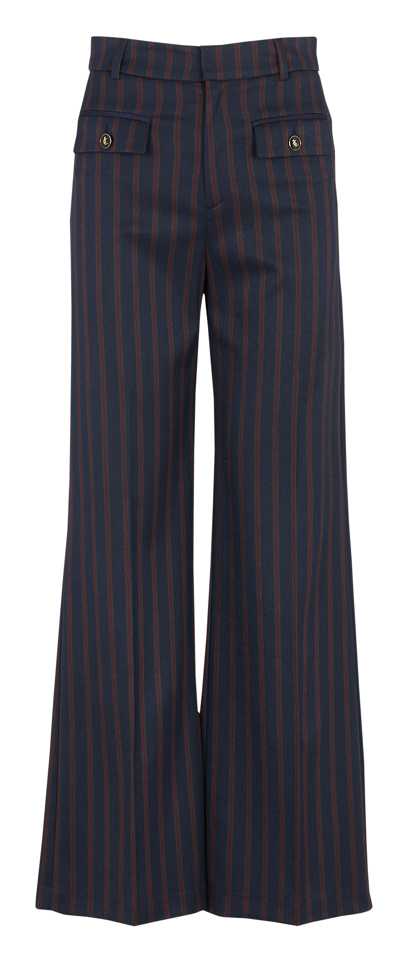 Pantalon évasé taille haute à rayures I CODE Bleu