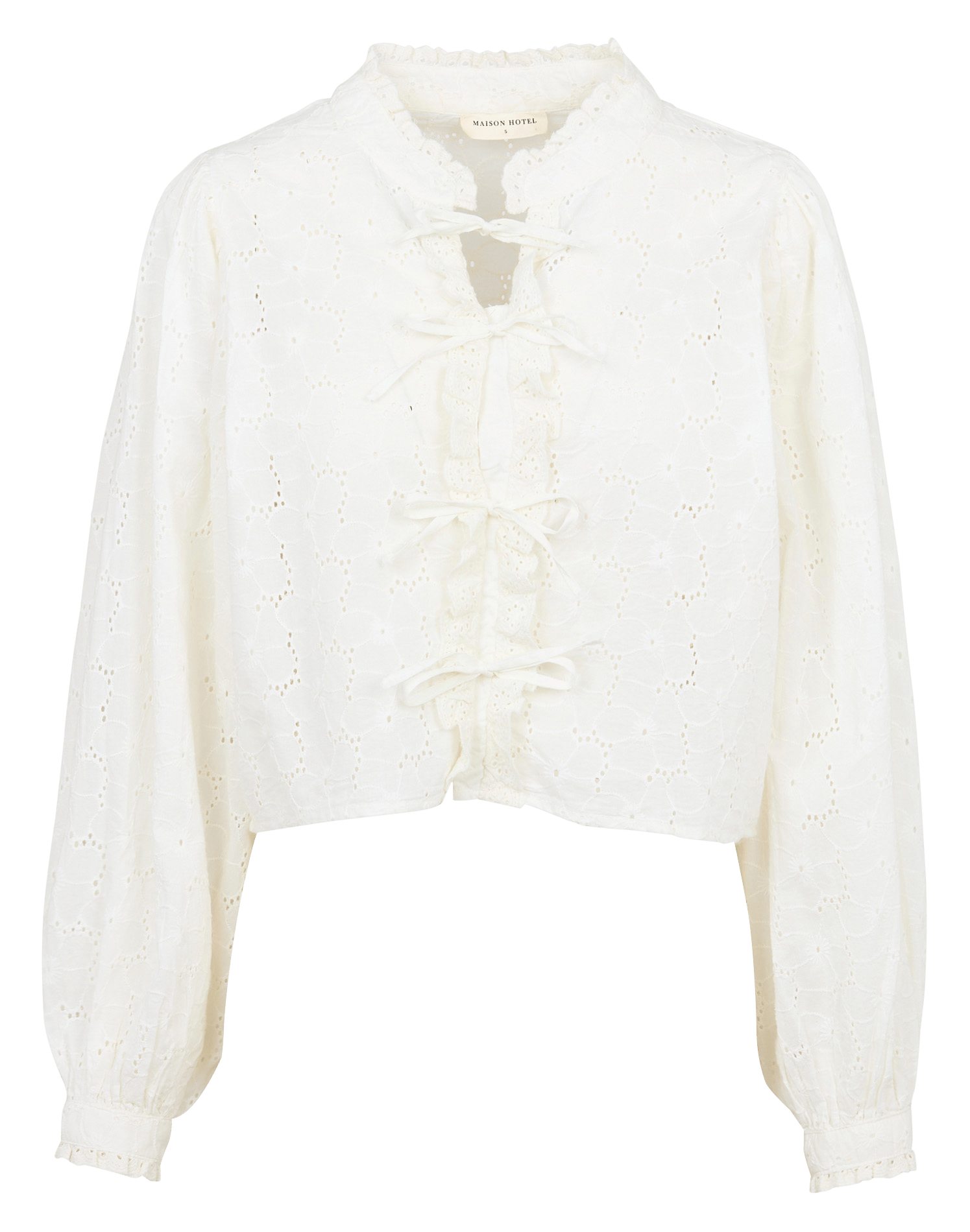 Chemise col rond en broderie anglaise  MAISON HOTEL Blanc