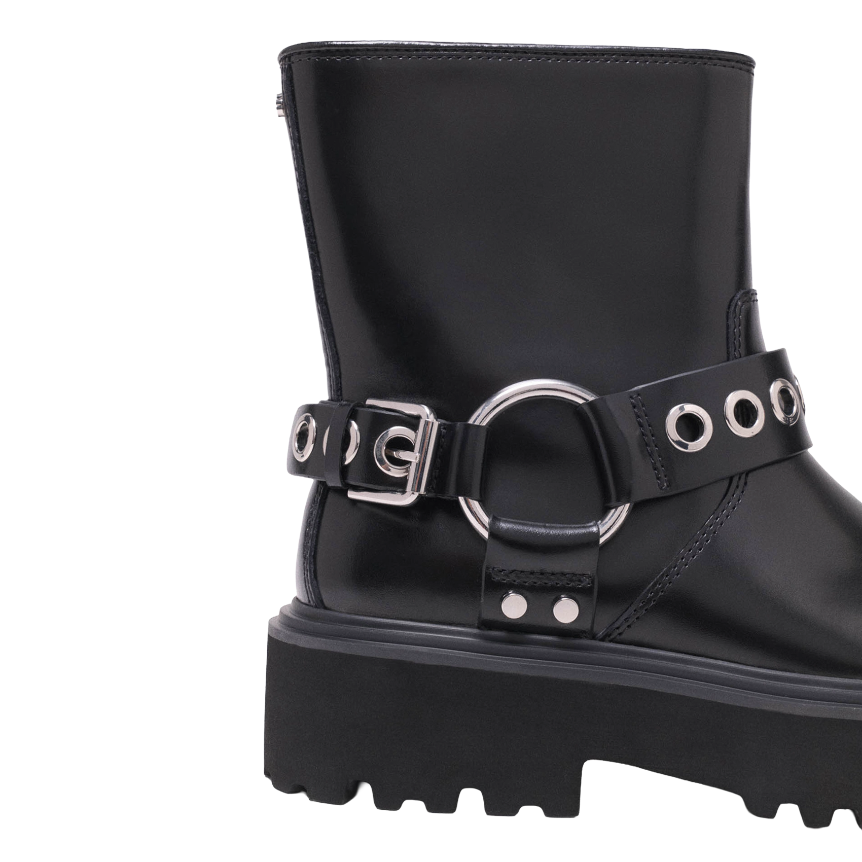 Biker ankle boots with buckles in leather MAJE Black