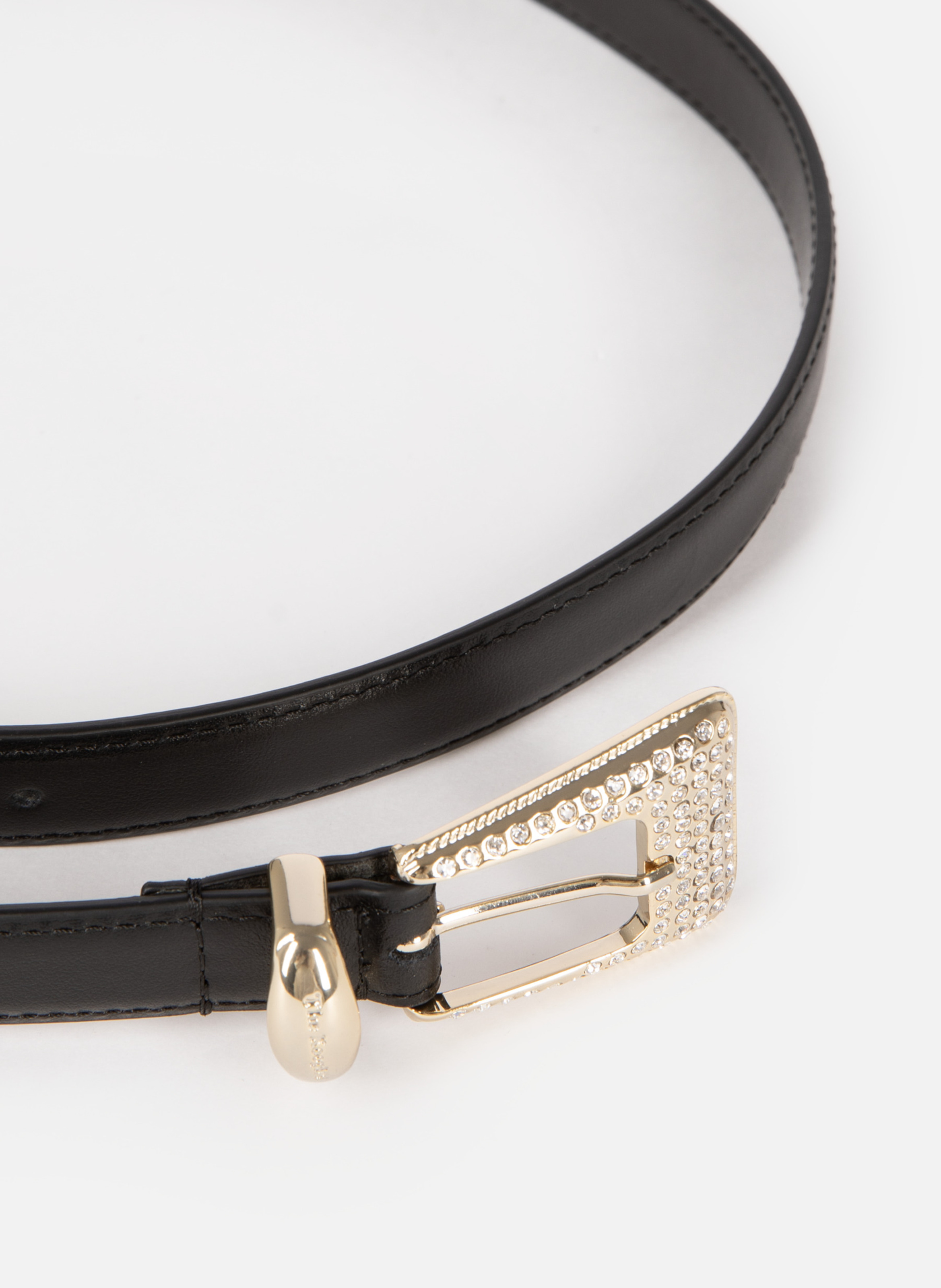 Thin Western-style belt with rhinestone-embellished leather buckle THE KOOPLES Black
