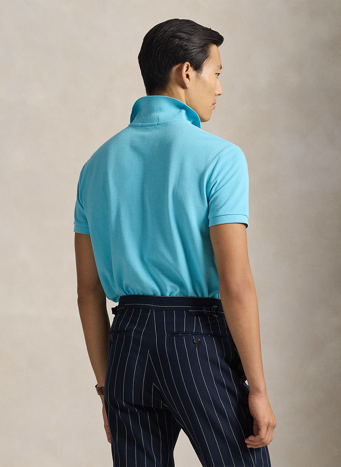 Getailleerde katoenen polo met korte mouwen POLO RALPH LAUREN Blauw