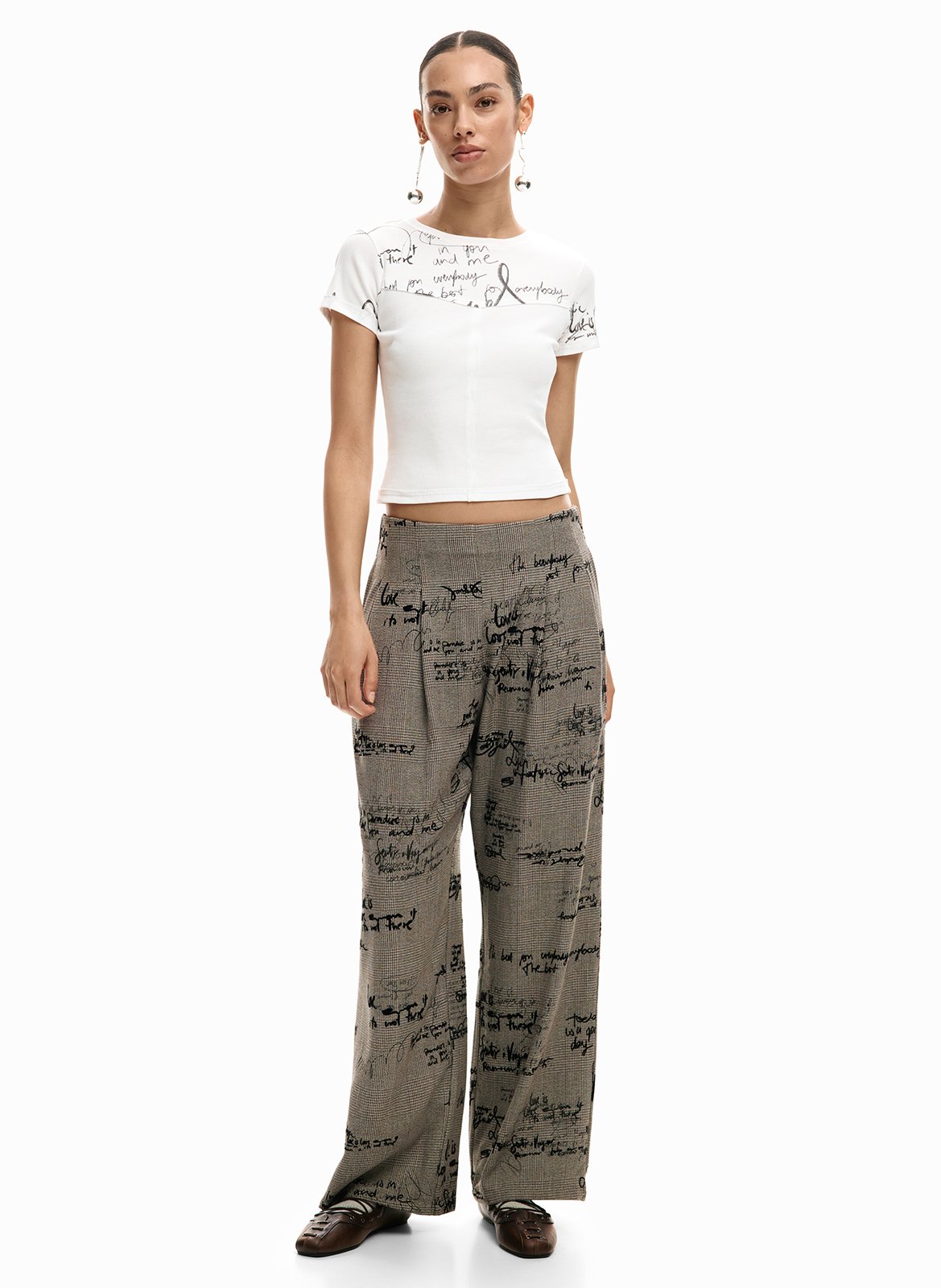 <T-shirt met rechte snit en opdruk</p> DESIGUAL Wit