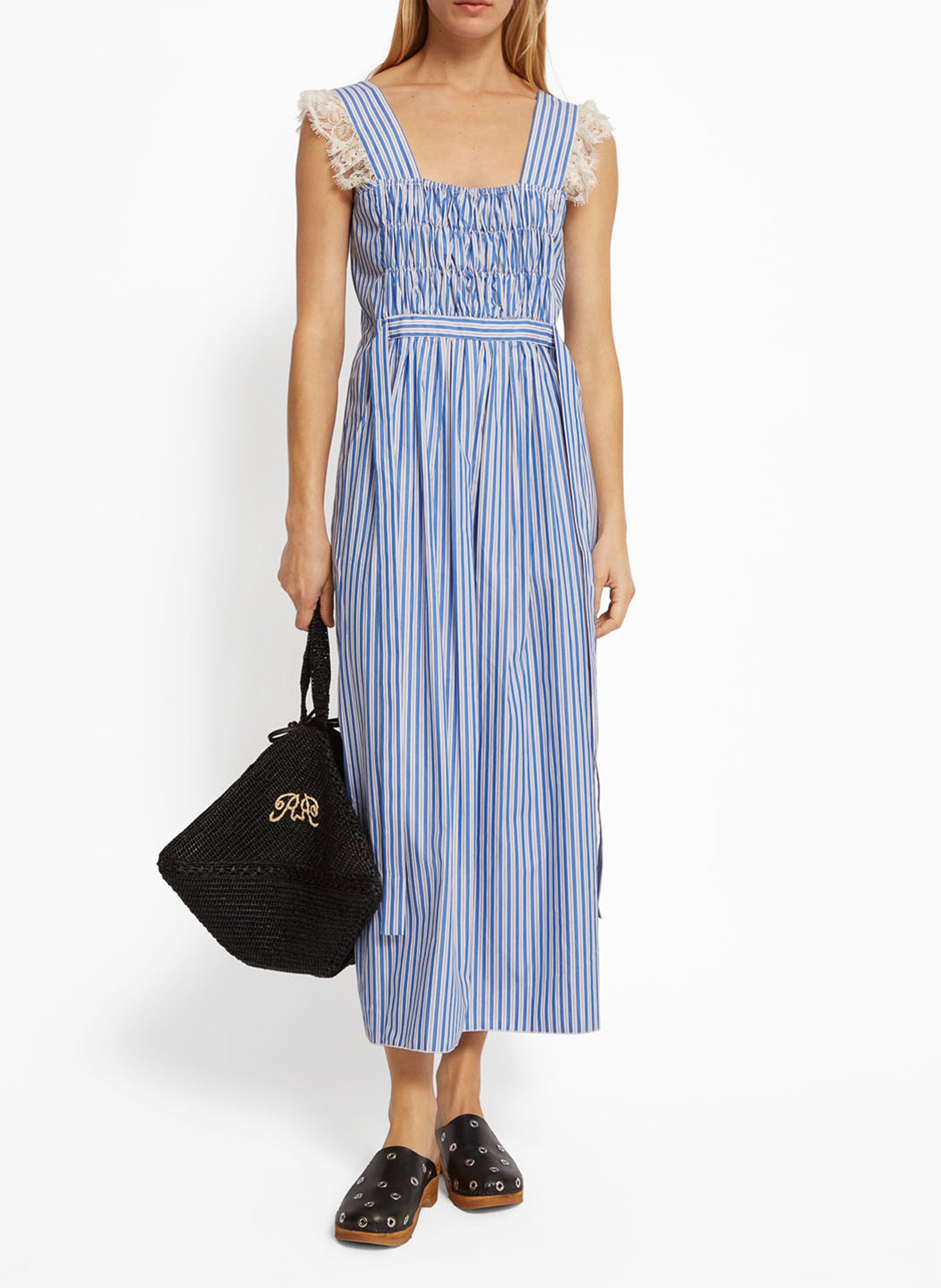 <em>Lange gestreepte jurk met riem</em> ROSEANNA Blauw