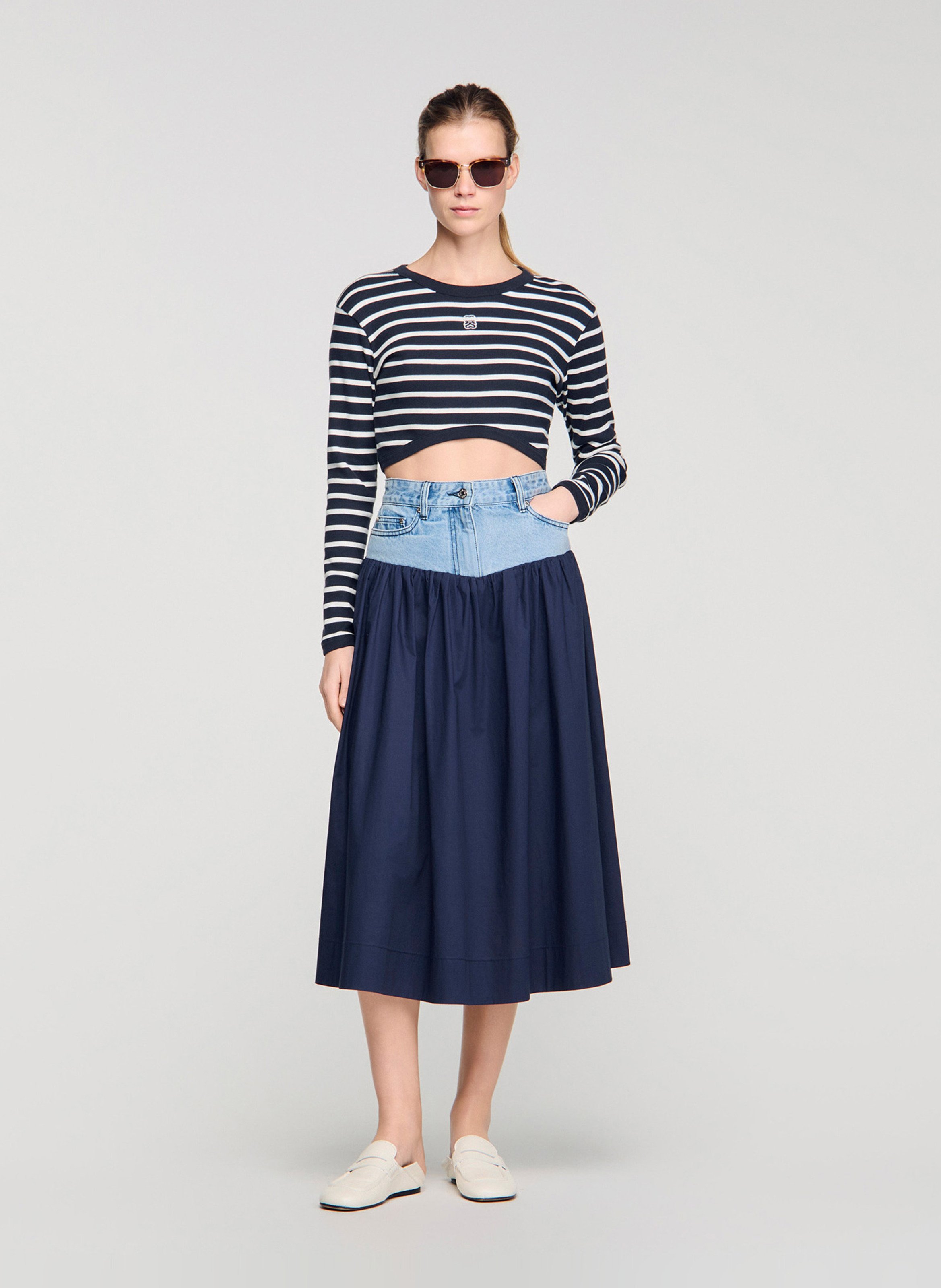 Halflange, gerende rok SANDRO Blauw