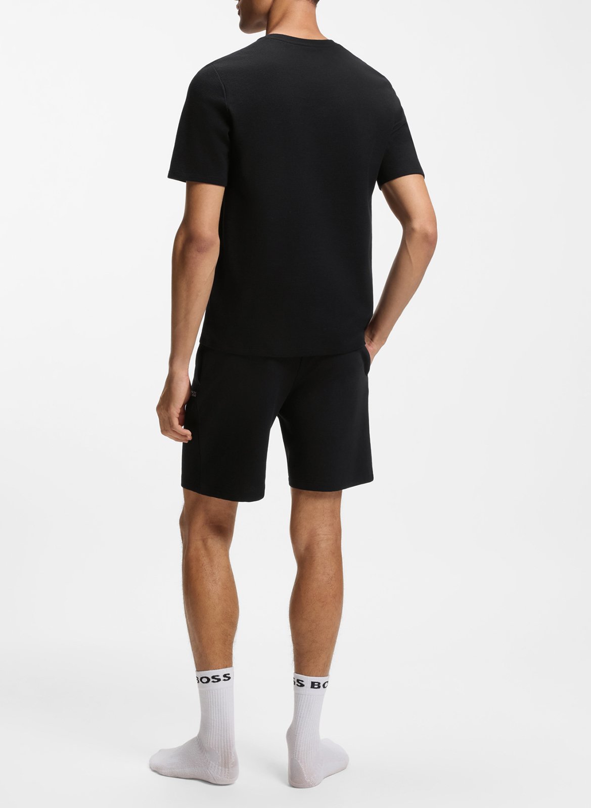 Tee-shirt col rond en coton mélangé BOSS Noir