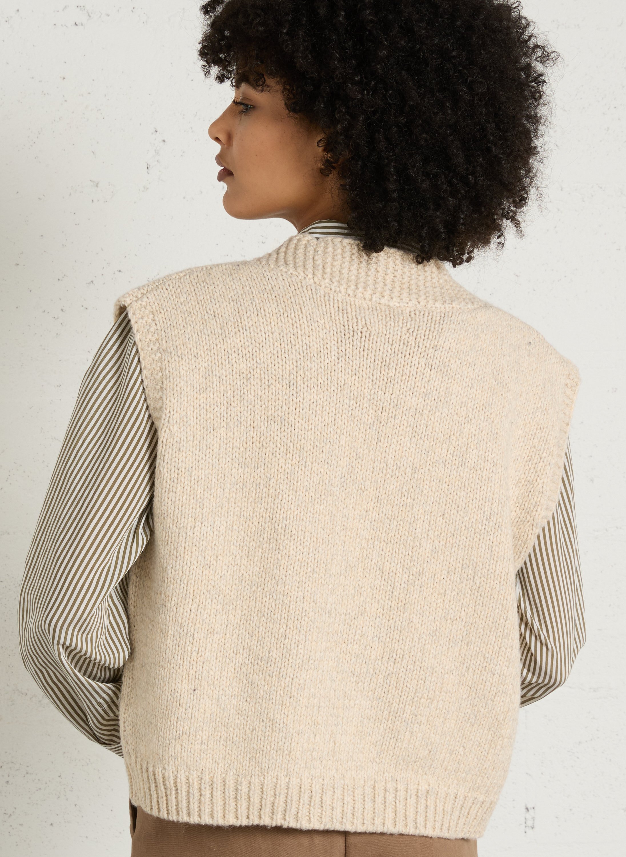 Gilet sans manches en coton mélangé MAISON 123 Blanc