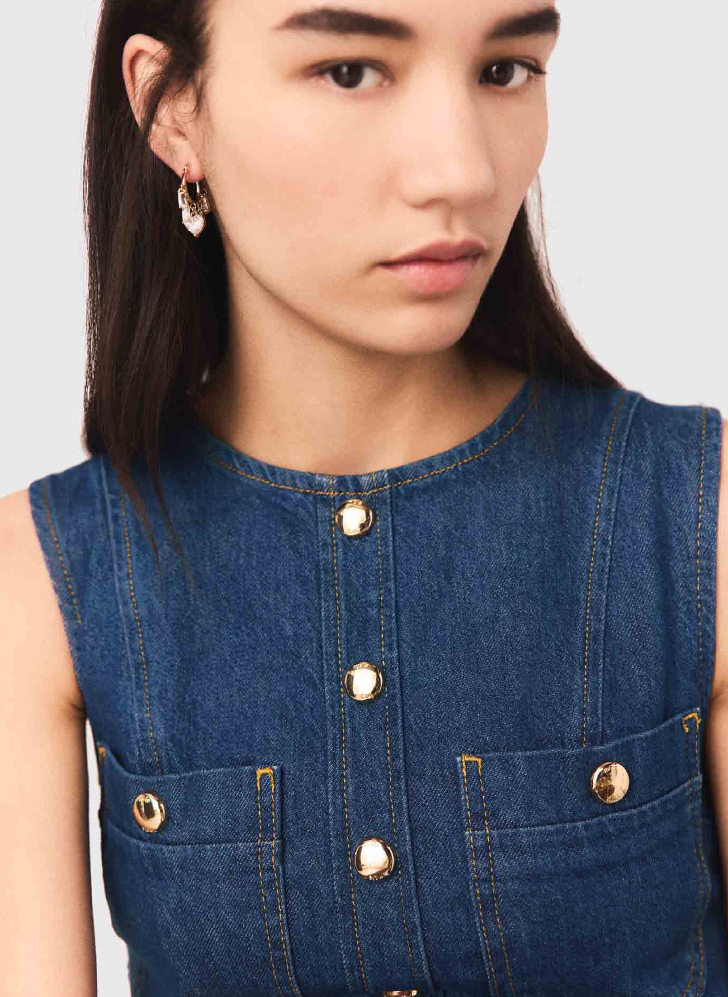 Oorbellen met strass van messing MAJE Goudkleurig