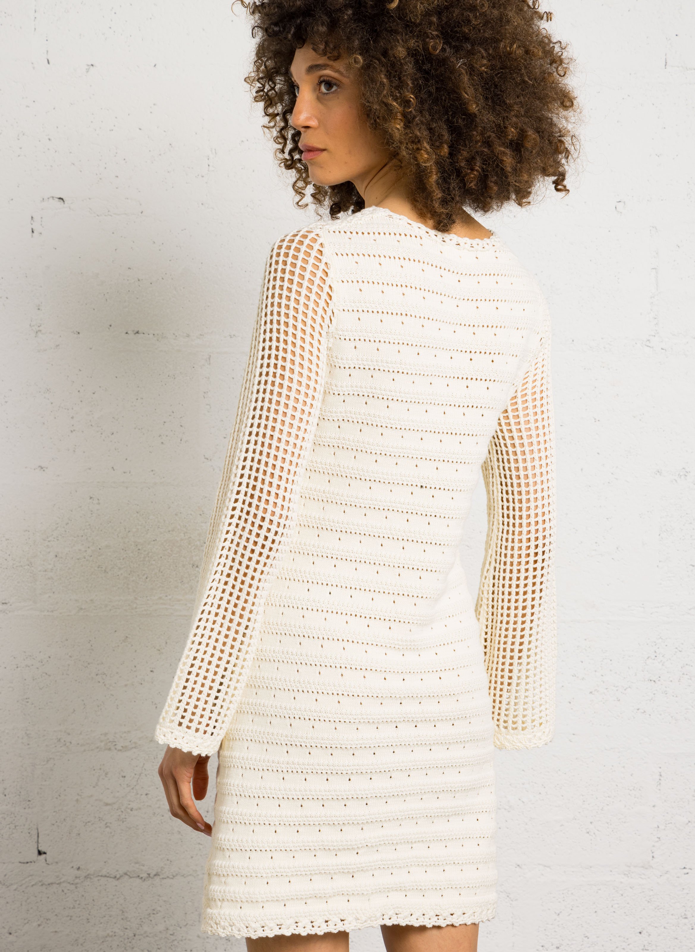 Robe courtecol rond en coton LOUISE MISHA Blanc