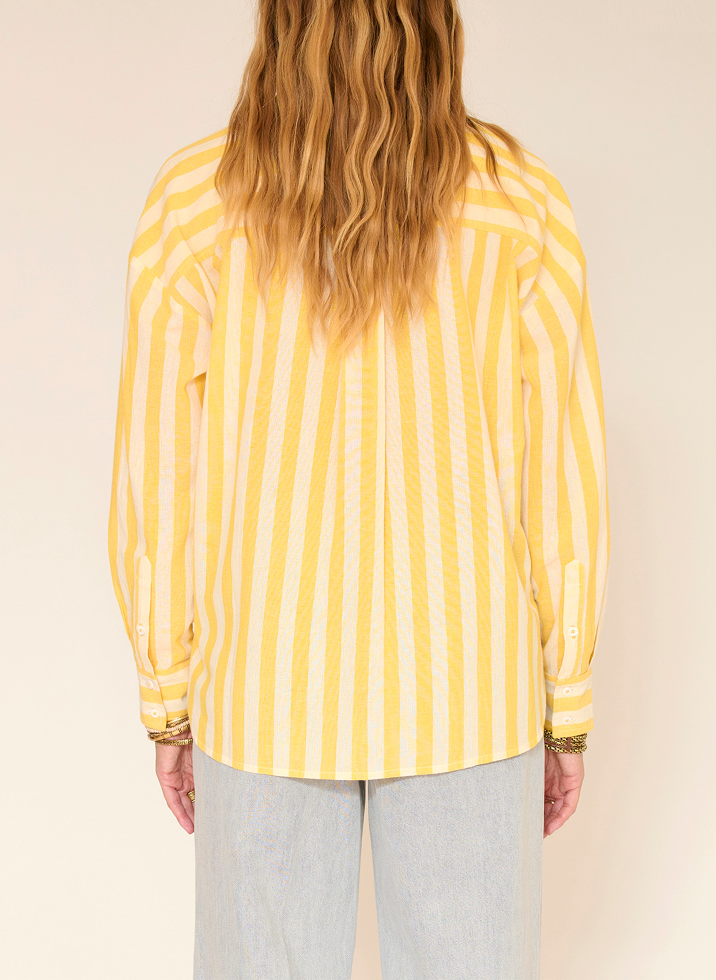 Gerade geschnittenes Baumwollhemd mit klassischem Kragen und Streifen MKT Orange