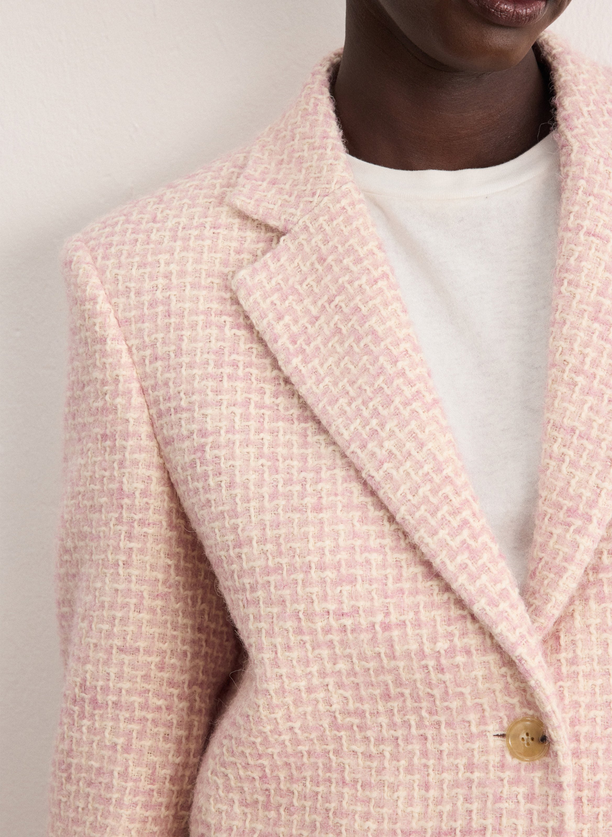 Veste tailleur droite en coton mélangé imprimé PABLO Rouge