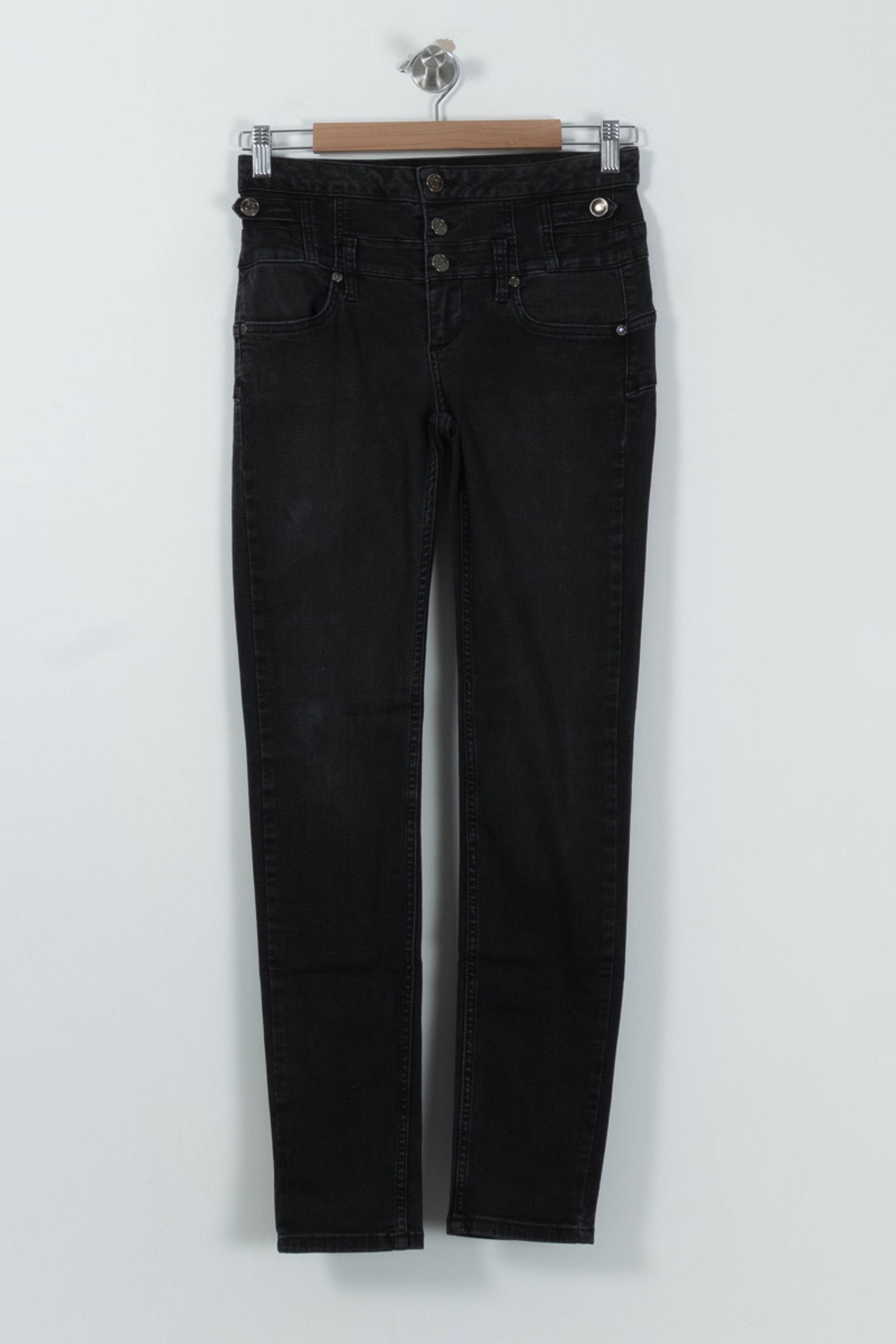 Cropped slim jeans with studs LIU JO - SECONDE MAIN Grey