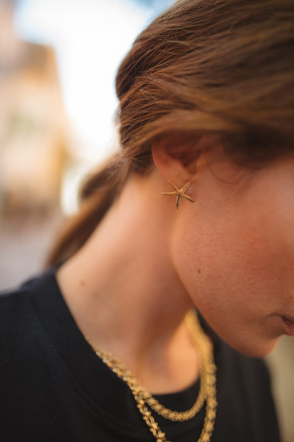 Star stud earrings gold-plated MONSIEUR SIMONE Golden