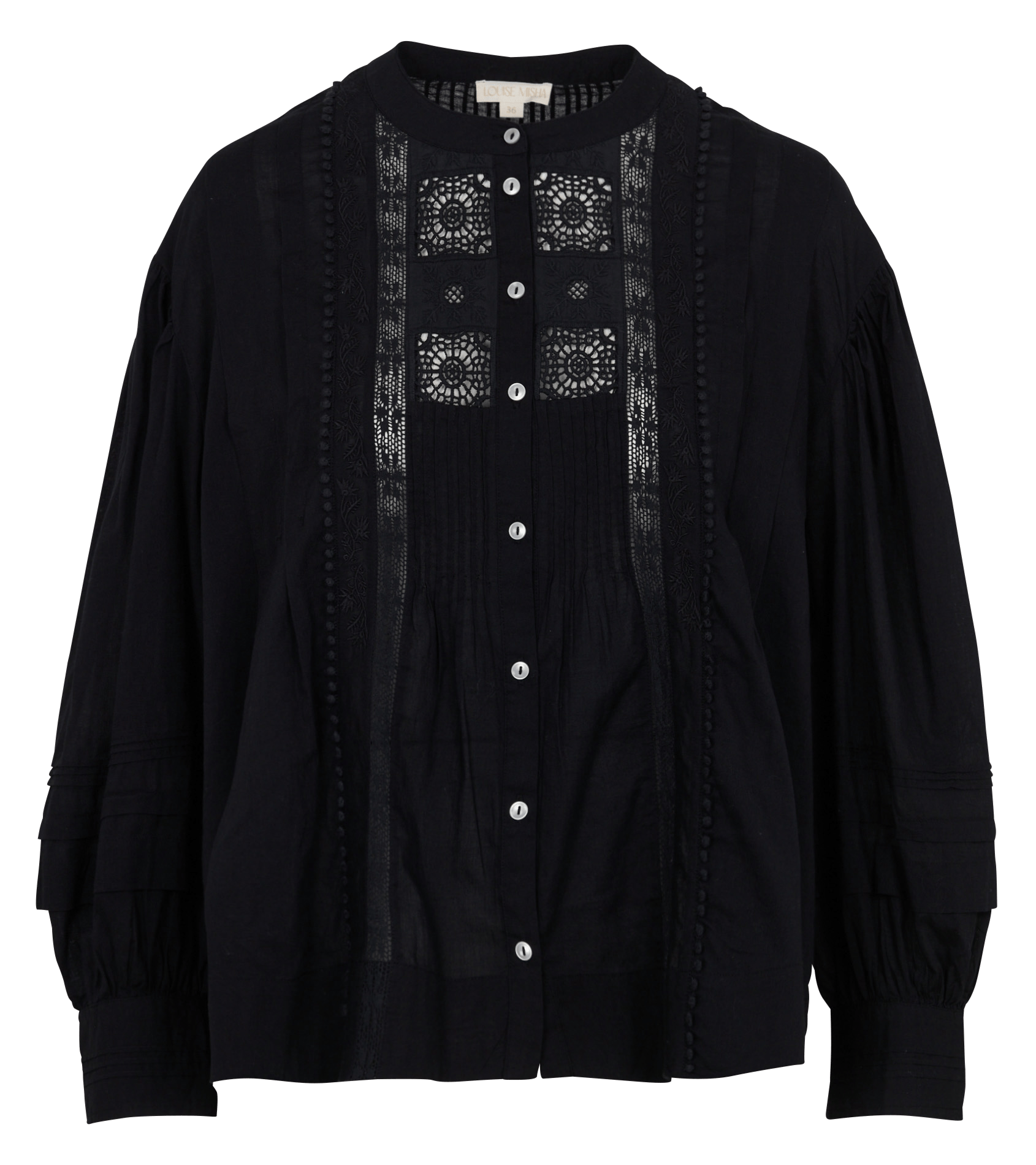 Bluse mit Rundhalsausschnitt und geradem Schnitt, bestickt. LOUISE MISHA Schwarz