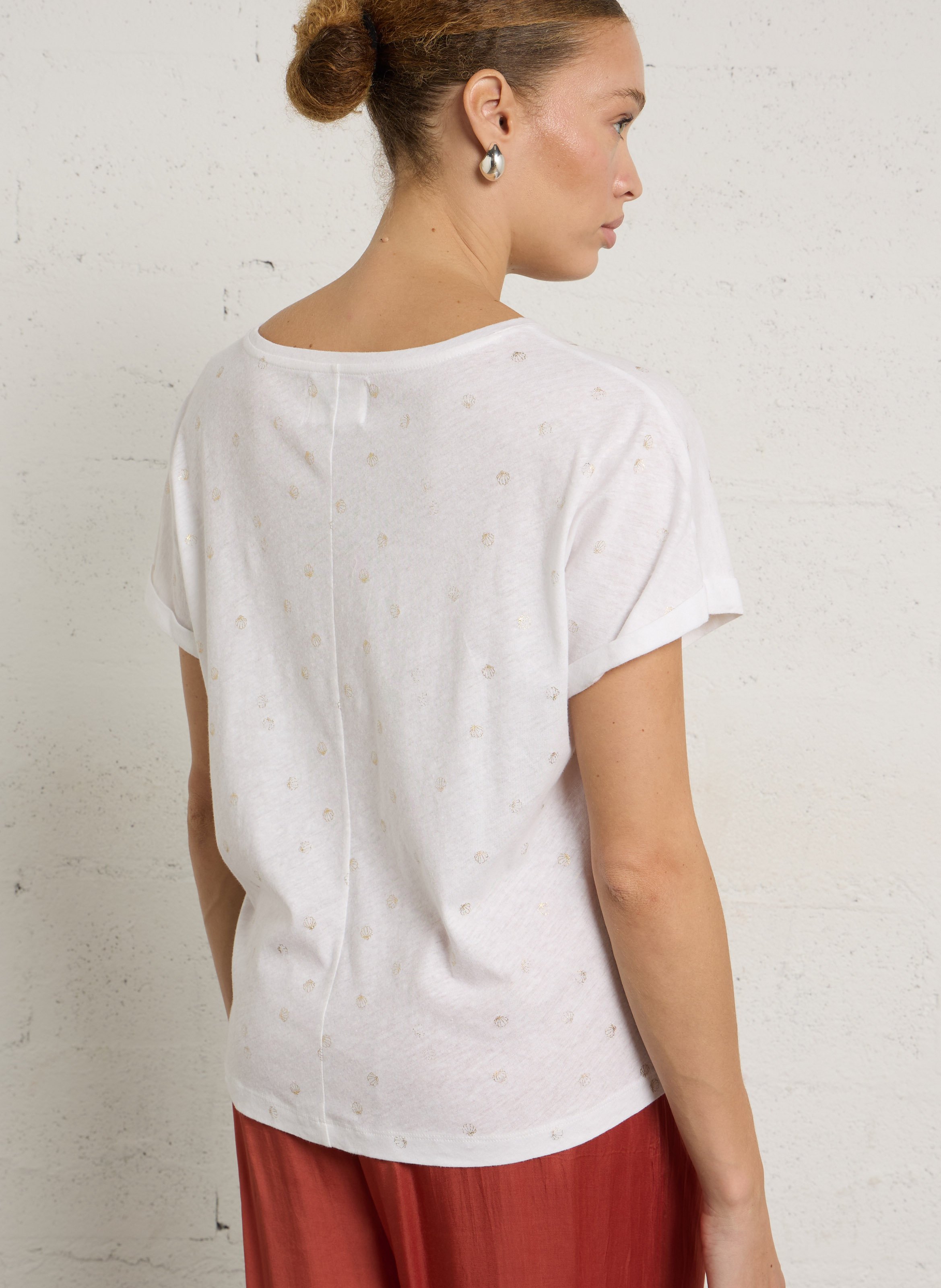 Boxy jacquard t-shirt DES PETITS HAUTS White