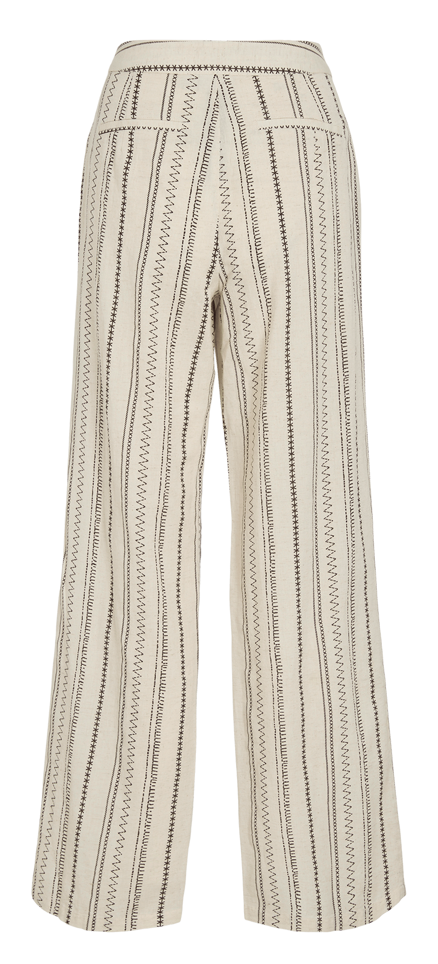 Pantalón ancho de algodón y lino estampado. VILA Beige