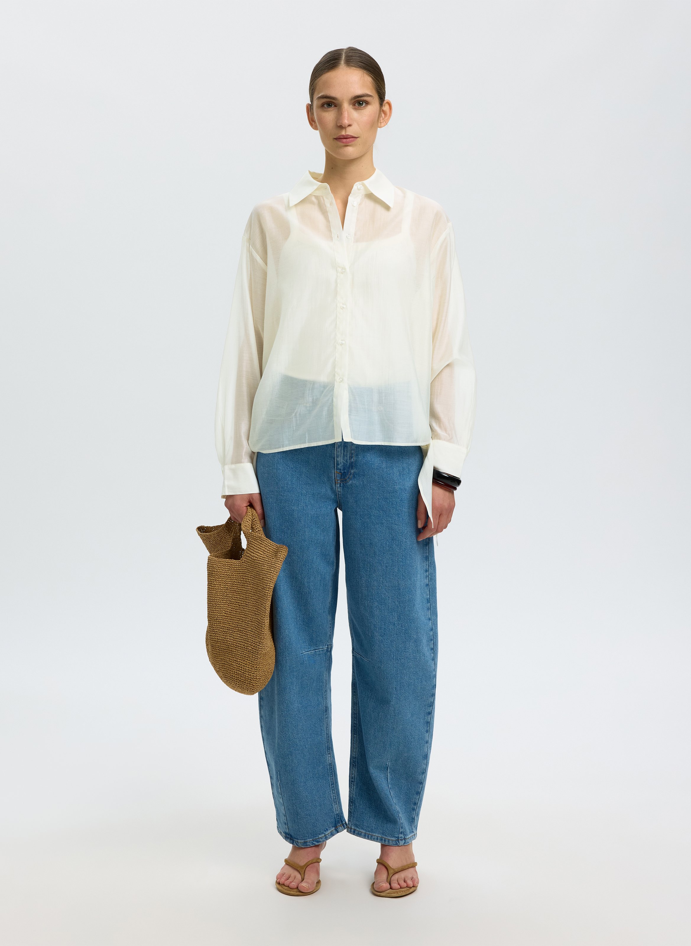 Bedrucktes Hemd mit klassischem Kragen SELECTED Beige