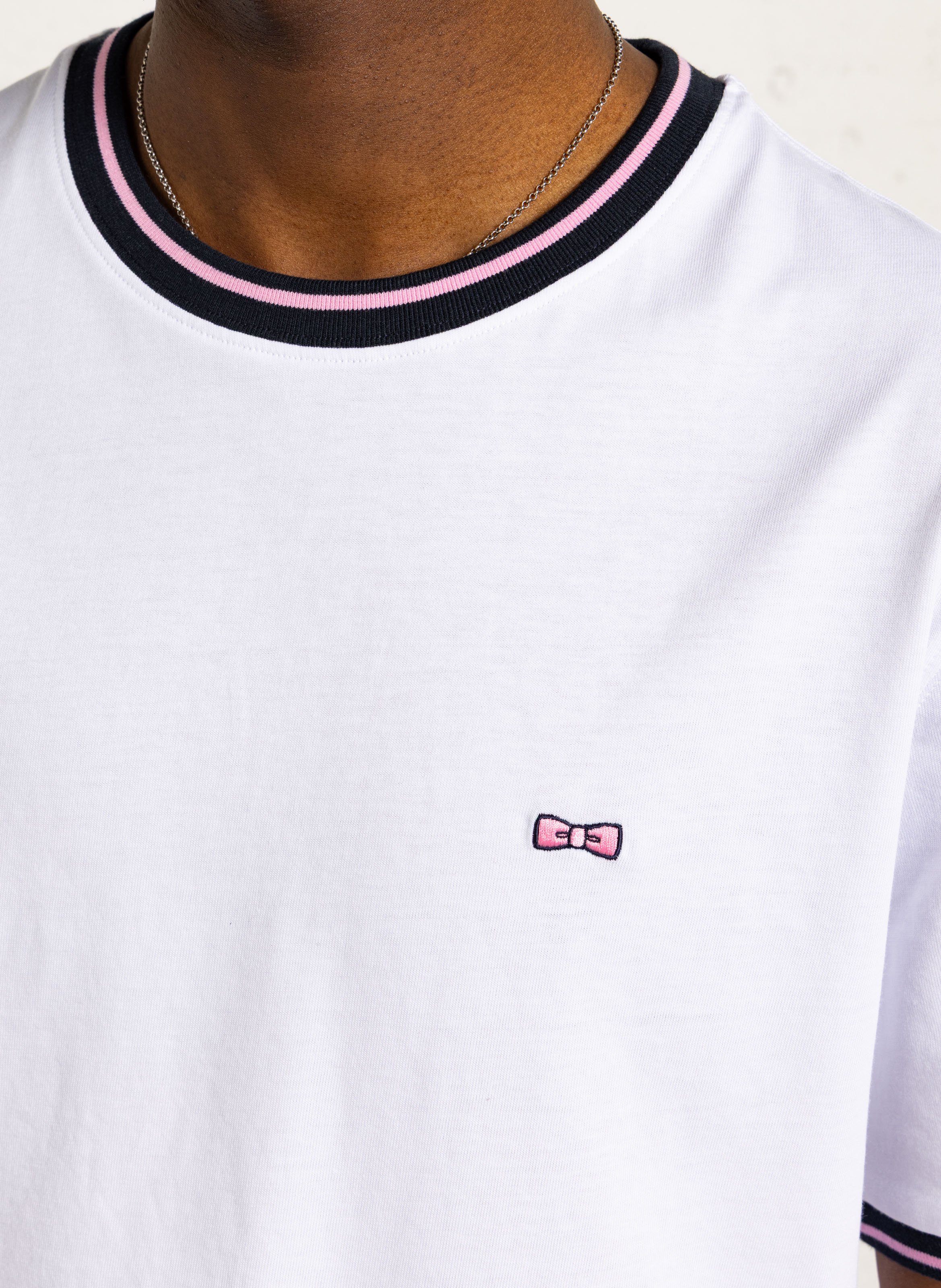 Staright embroidered round-neck cotton T-shirt EDEN PARK White