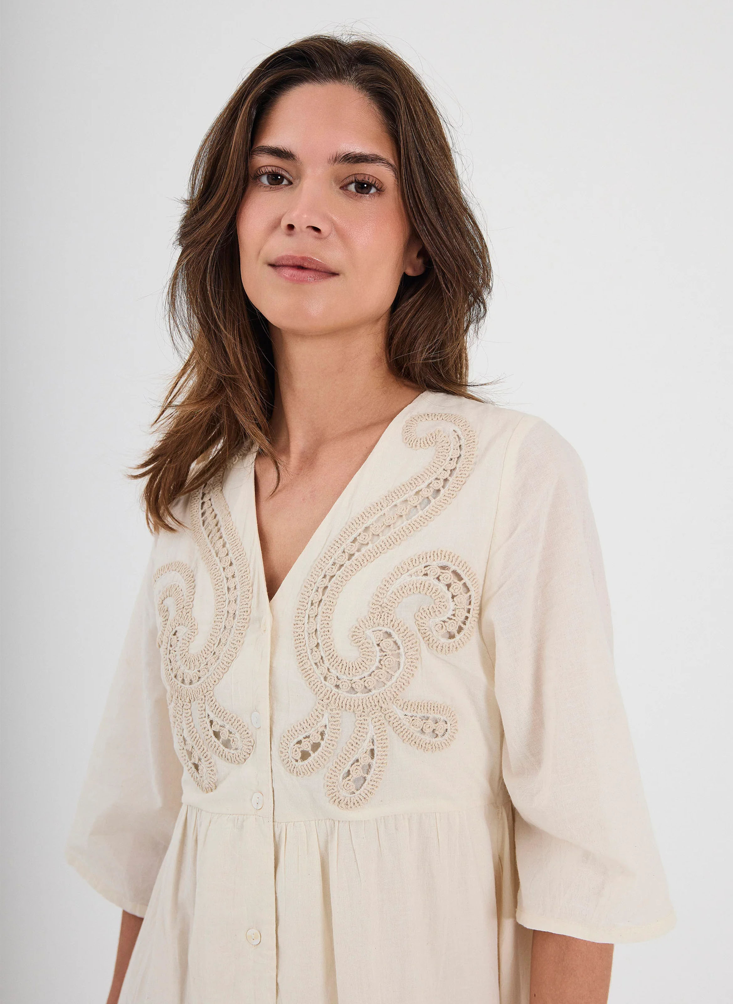 Long loose-fit cotton dress NORR White
